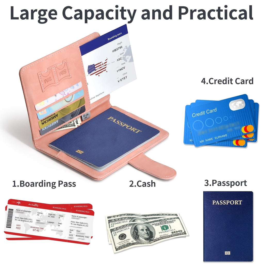 Porte-passeport élégant et pratique Protège vos documents de voyage, compact et facile à transporter, parfait pour déplacements et voyages internationaux.