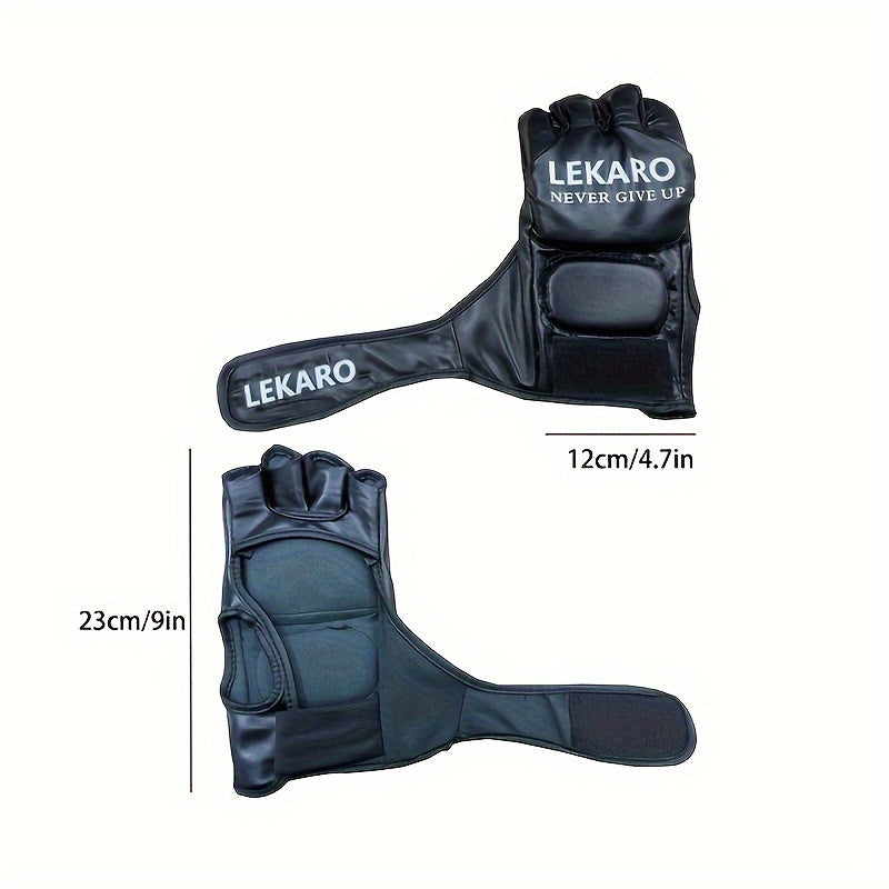 Gants de boxe demi-doigt en PU de haute qualité, idéaux pour adultes, offrant confort et protection, parfaits comme cadeau pour passionnés de boxe.