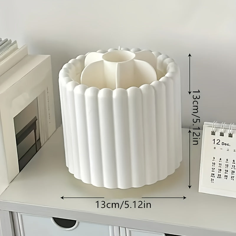 Organiseur de maquillage rotatif 360° Sans montage, rotation fluide, gain de place, compatible pinceaux, rouges à lèvres et outils beauté, idéal maison, salon ou voyage.