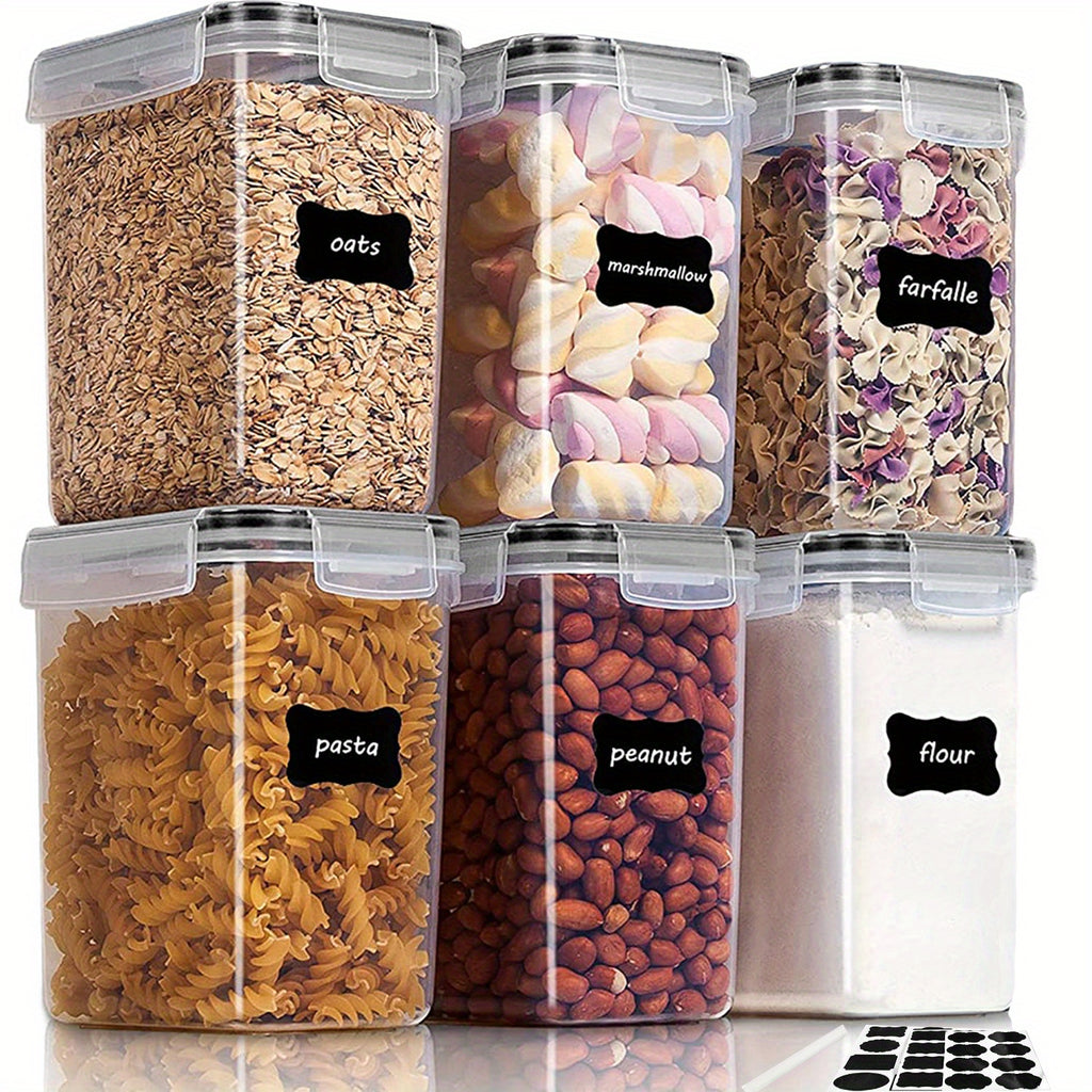 2/6pcs Cereal Storage Container Set 1.6L / 54oz, for Cereal,Flour,Sugar,Baking Supplies, Plastic Airtight Food Storage Containers,with Labels