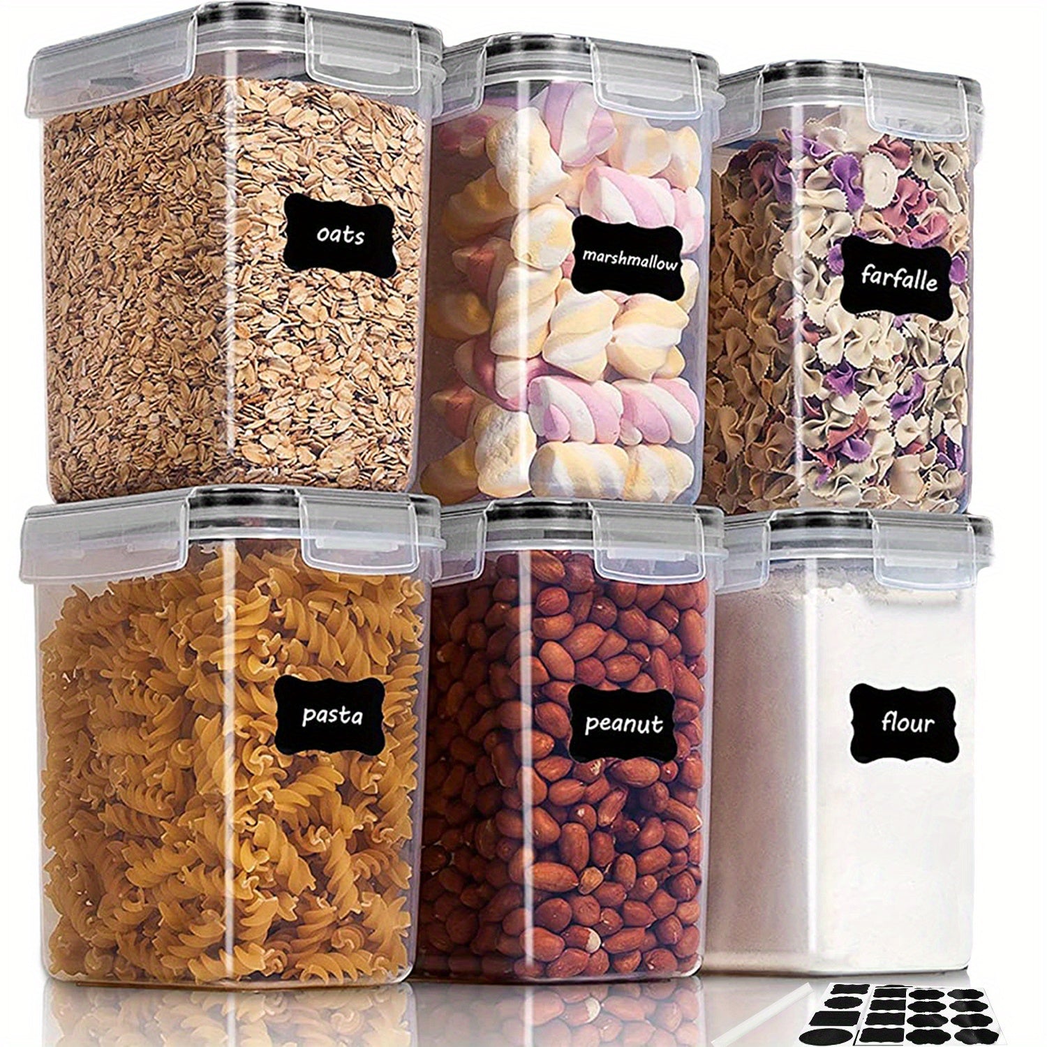 2/6pcs Cereal Storage Container Set 1.6L / 54oz, for Cereal,Flour,Sugar,Baking Supplies, Plastic Airtight Food Storage Containers,with Labels