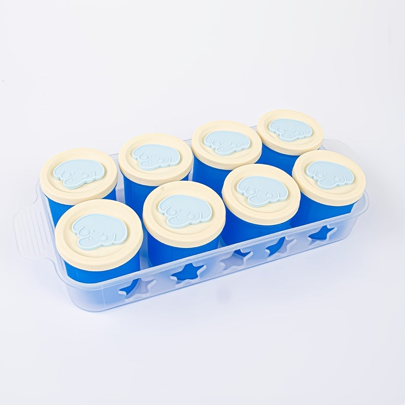 Frozen Food Storage Containers with Lids for Homemade Baby Purees, Vegetables &amp; Fruits, 8-Pack Mini Ice Tray Molds