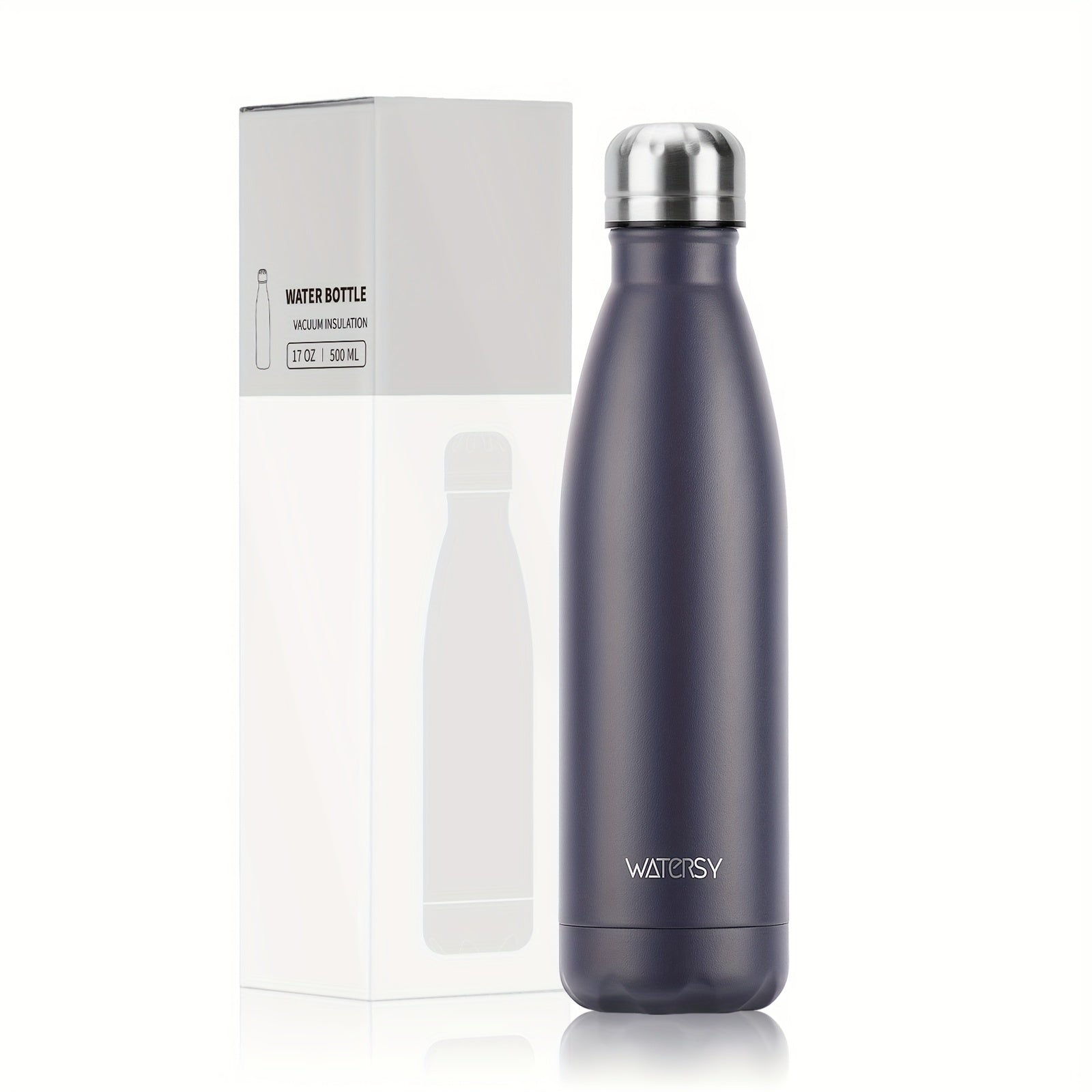 Bouteille WATERSY 500 ml en acier inoxydable, thermique, étanche, sans BPA, conserve boissons chaudes 12 h et froides 24 h.