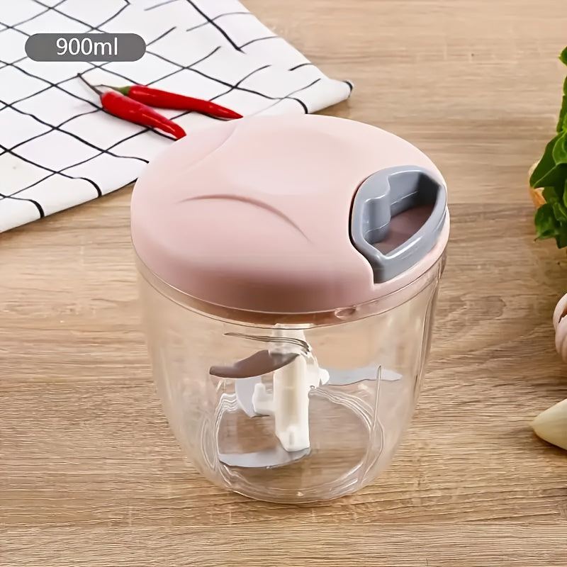 170ml/500ml/900ml Manual Food Chopper, Spice and Herb Grinder - Multifunctional Garlic Press, Vegetable Cutter, and Meat Grinder with Stainless Steel Blades, ABS Plastic Container, Perfect for Quick Garlic Preparation at Home