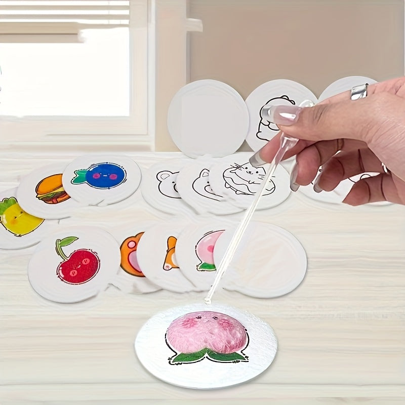 Papier à peindre 3D texturé 24/12 pcs (3,15 × 3,15 cm) avec 24 feutres aquarelle et compte-gouttes, idéal art créatif et DIY.