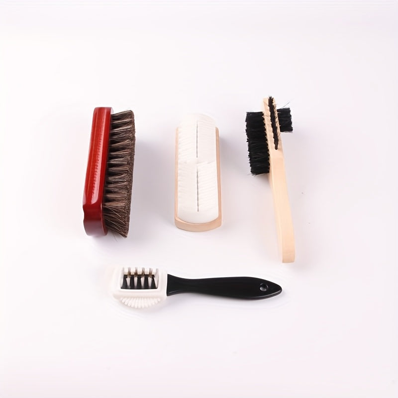 7pcs Variety Shoe Brush Kit - Double-Sided Shoe Polish Applicator &amp; Horse Hair Brushes for Polishing - Nubuck &amp; Suede Brush for Shoes, Soft Leather Cleaning with Microfiber Cloth