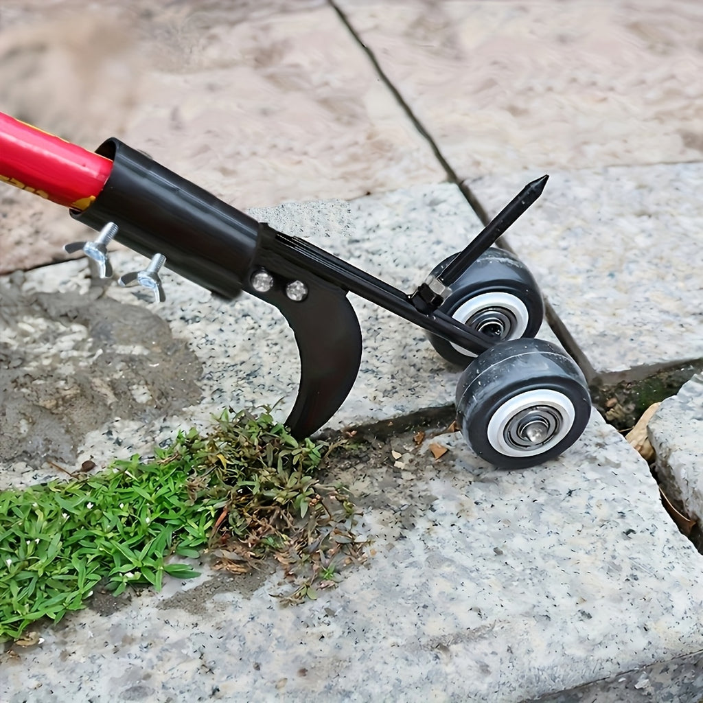 Heavy-Duty Metal Garden Herbicide Roller - Adjustable Handle &amp; Rotating Wheel for Efficient Weeding on Lawns, Stairs, and More | Multi-Functional Crevice Tool for Weeding Machines and Lawn Care Equipment, Sturdy Structure wit