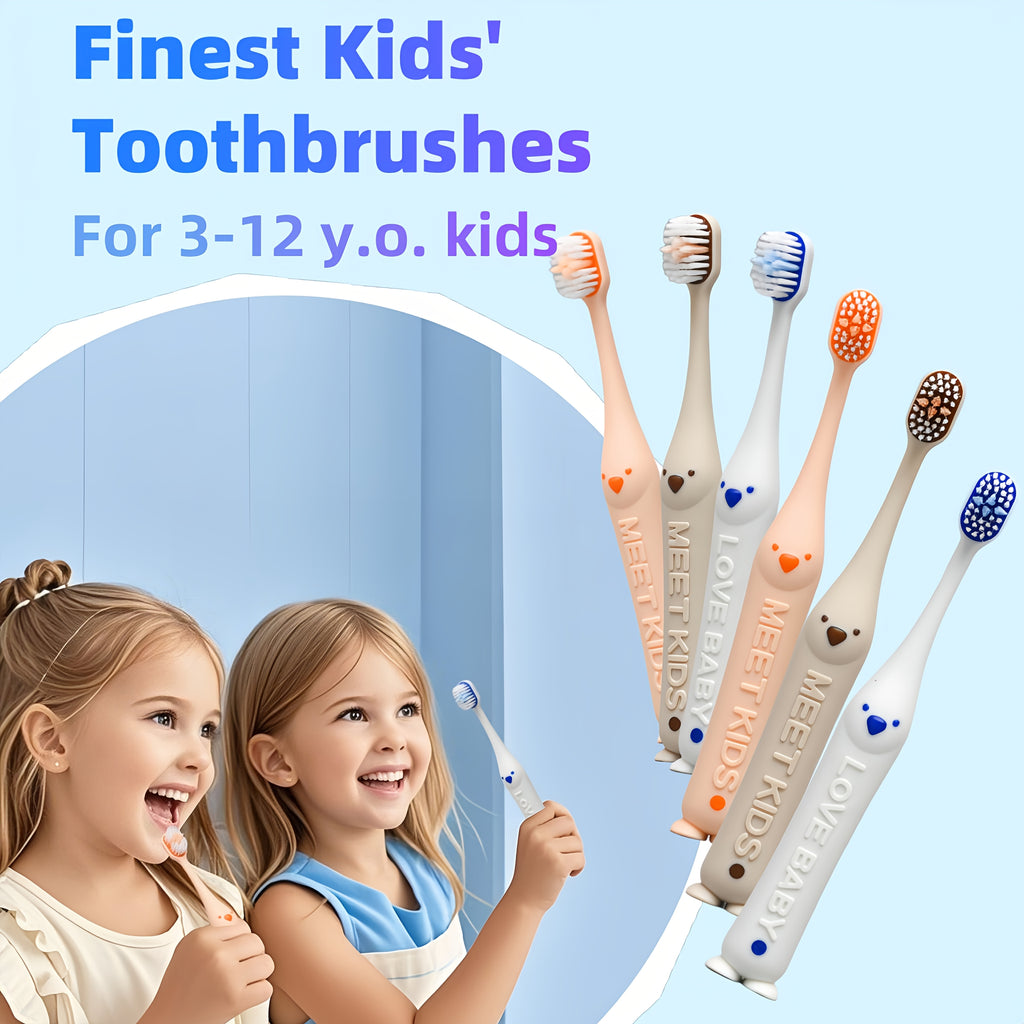 Set de 6 brosses à dents souples “S” – Poils en nylon, animaux mignons, couleurs variées, adaptées aux enfants 3-12 ans.