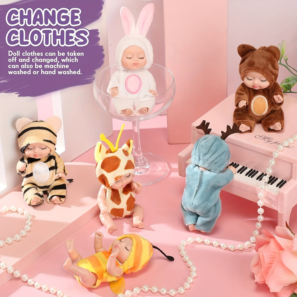 Set de 6 poupées princesse de 10,9 cm avec animaux, mignonnes, parfaites pour anniversaires, fêtes et Pâques.