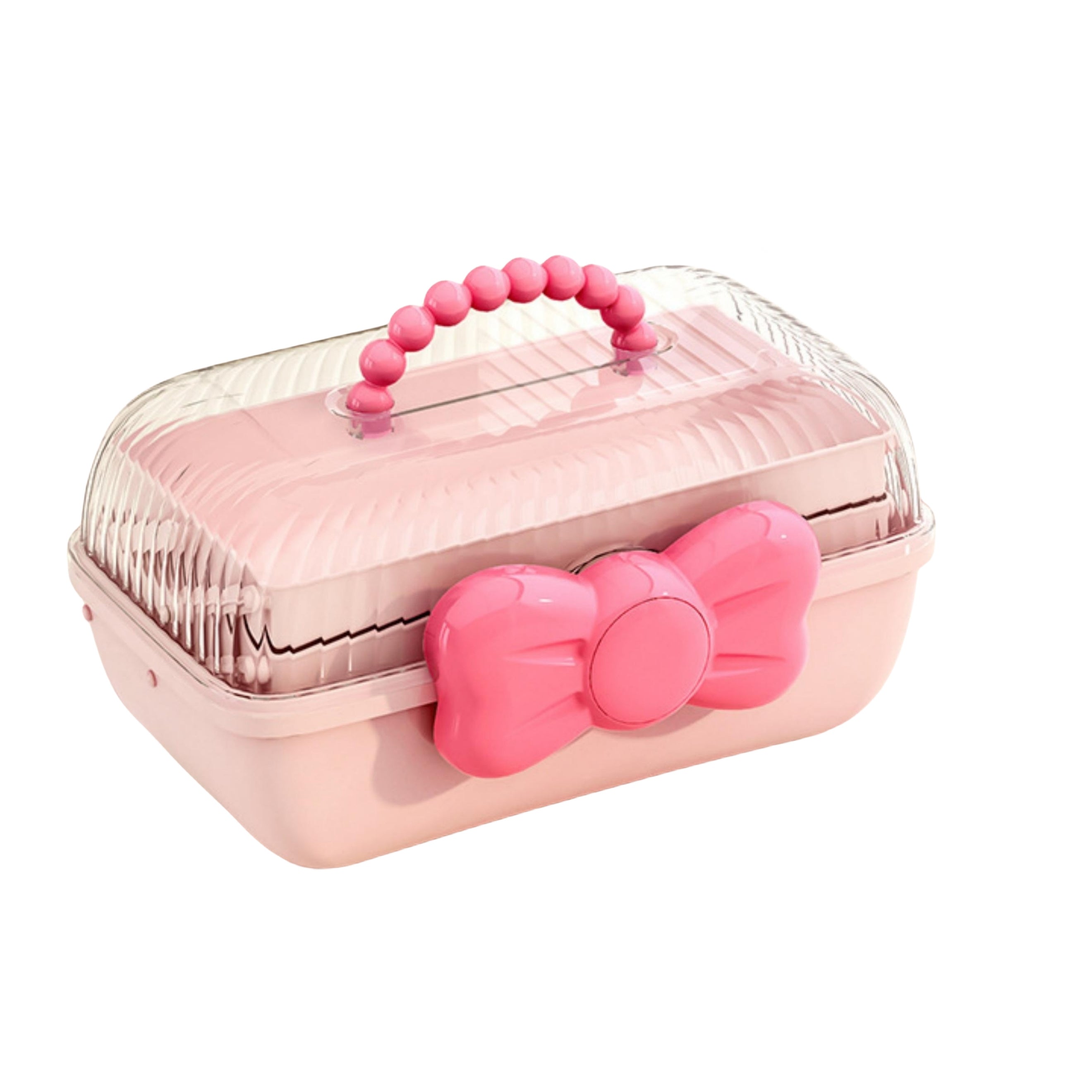 Boîte de rangement de bureau kawaii multi‑couches, pivotante, pour jouets, cosmétiques et accessoires, idéale chambre, bureau ou salle de bain.
