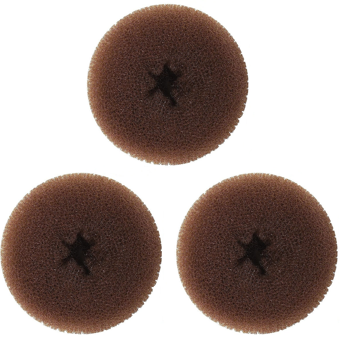 Lot de 3 accessoires donut pour chignons, avec épingles, idéal pour créer facilement des coiffures volumineuses et structurées.