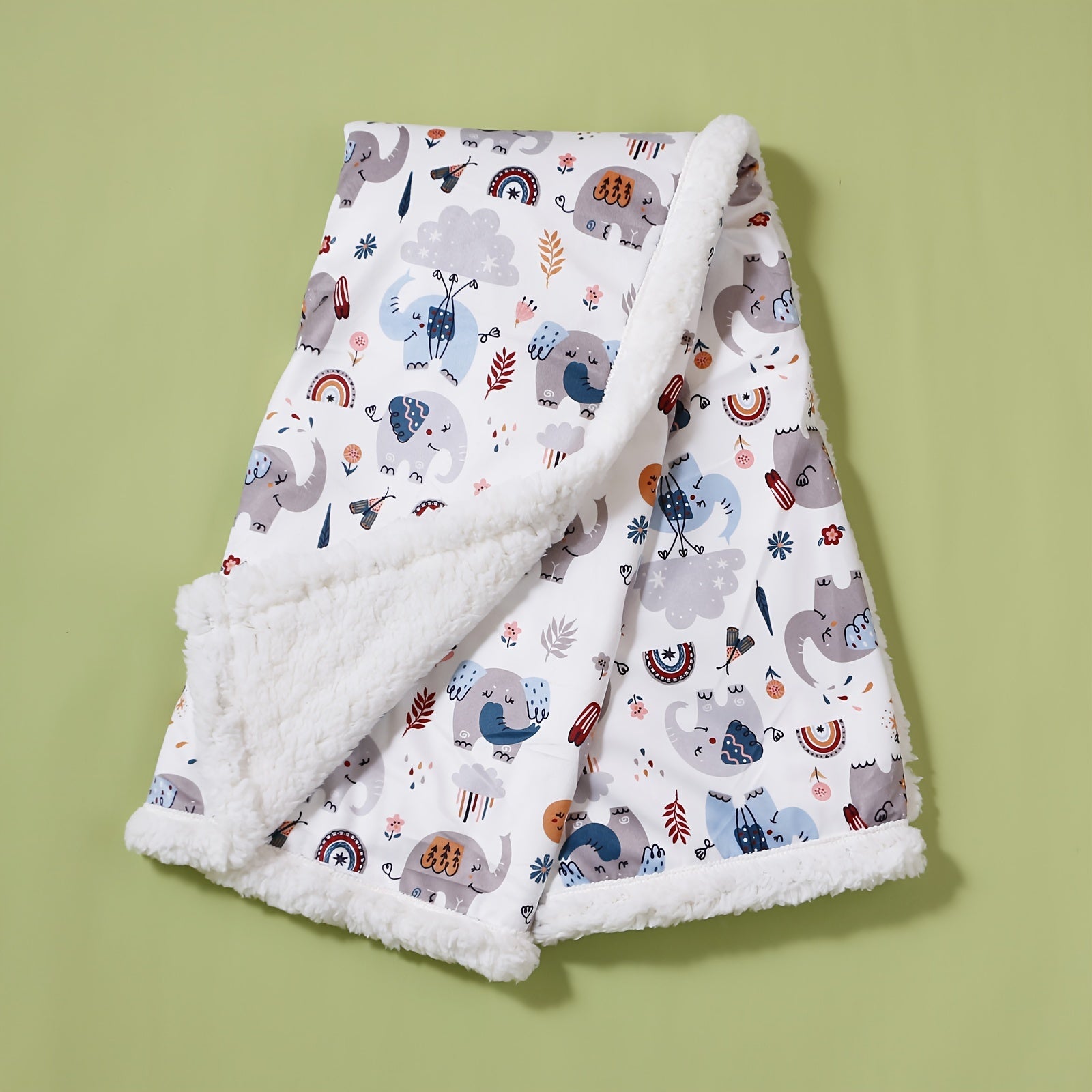 Ultra-Soft Double-Layered Youngsters' Blanket with Cute Animal Prints - Cozy, Machine Washable for Autumn &amp; Winter - Available in Gray, White, Blue, Yellow