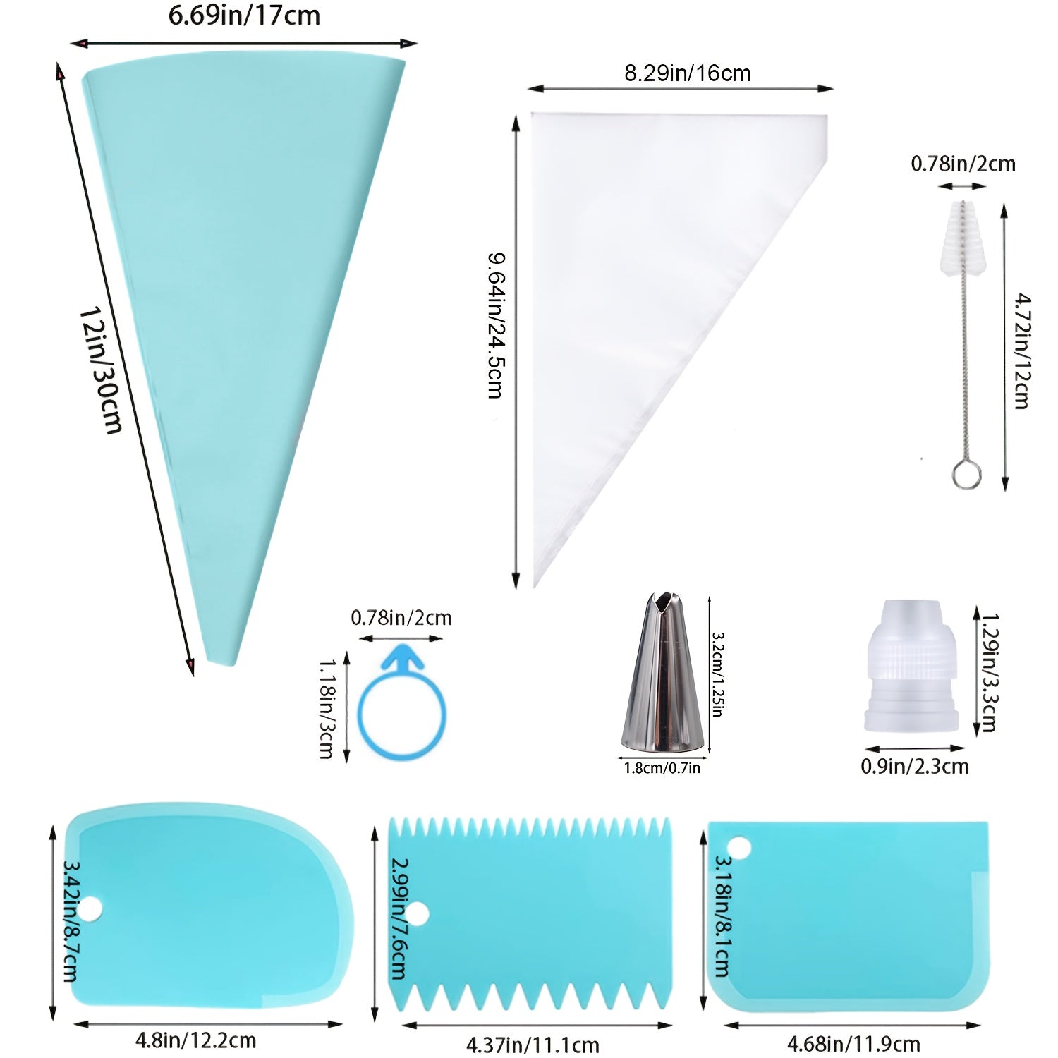 40pcs Cake Decorating Kit with 10 Piping Tips, 3 Cream Tubes, 1 Reusable Piping Bag, 20 Piping Bags, Cleaning Brush, Connectors, Piping Bag Ties, Cake Decorating Nozzles, Pastry, Cupcake, Baking Pan Decorating, Baking Tools,