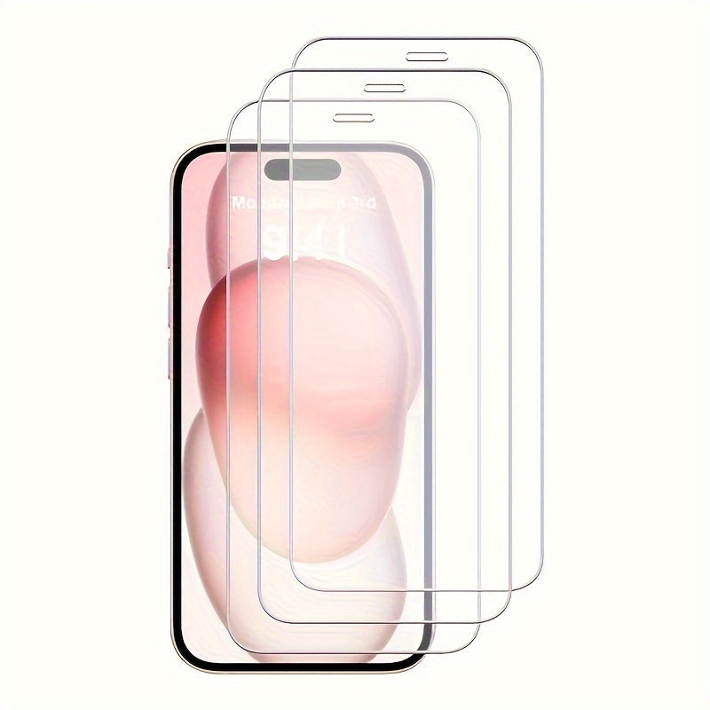 3pcs HD Tempered Glass Screen Protector for iPhone 11/12/13/14/15/16/17 Pro Max, 17 Air 14/15/16 Plus - Anti-Fingerprint, Oil-Resistant, High-Strength, Perfect Fit, Glossy Finish, Durable & Scratch-Resistant, Easy Installatio