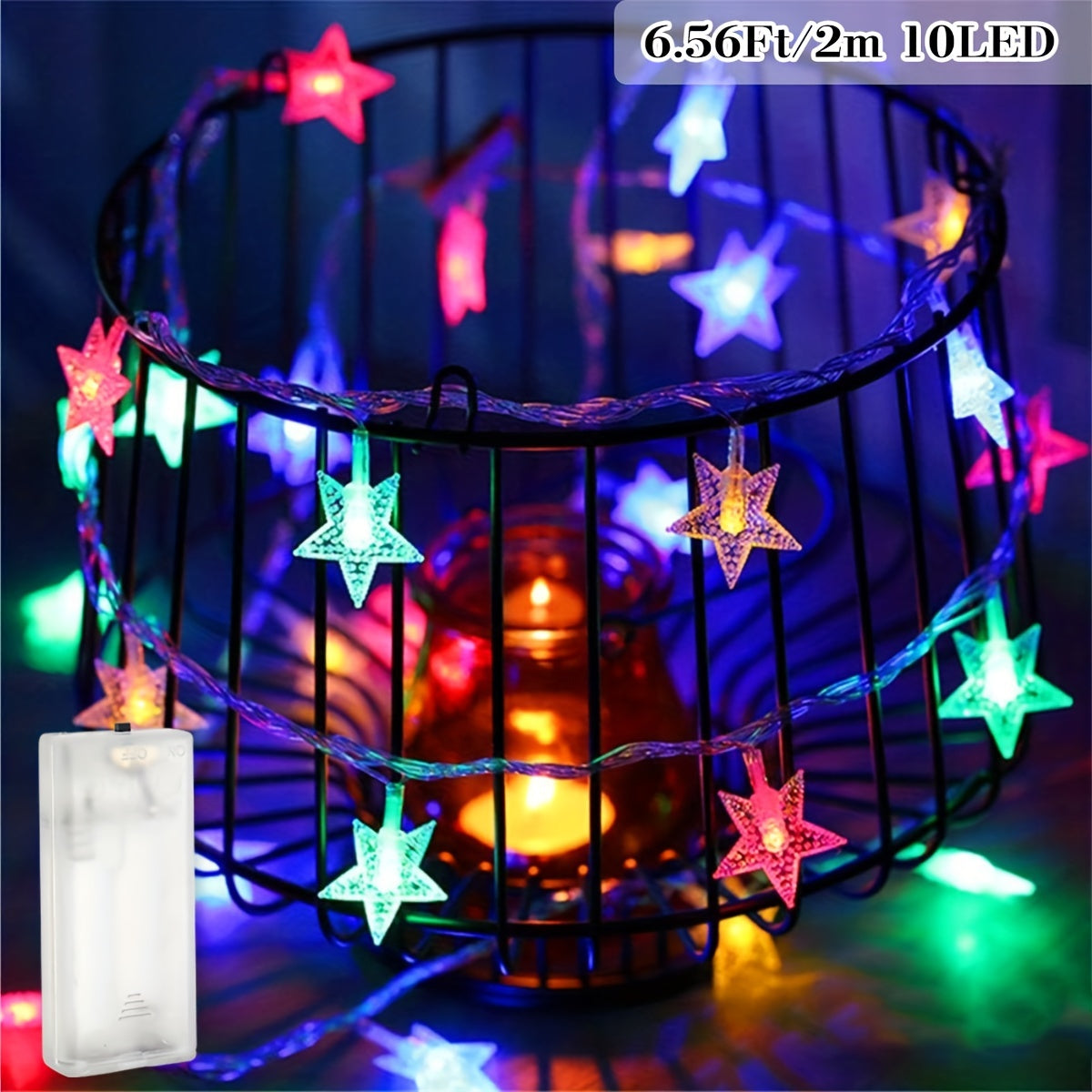 Guirlande lumineuse LED étoiles 10 à 80 LED, alimentée par piles, idéale pour décoration intérieure et extérieure, mariages, fêtes, Noël, jardin ou événements spéciaux.