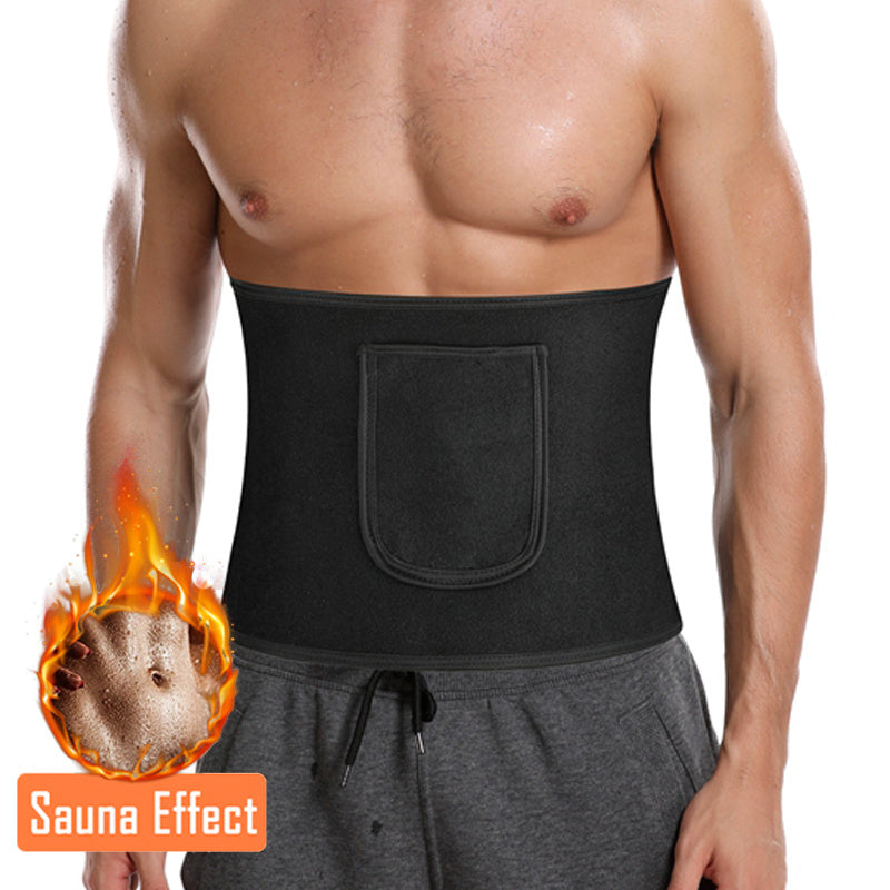 Ceinture sauna homme, ajustable, sculptante abdominale avec poches, absorbe la sueur, soutien posture, idéale entraînements et fitness.