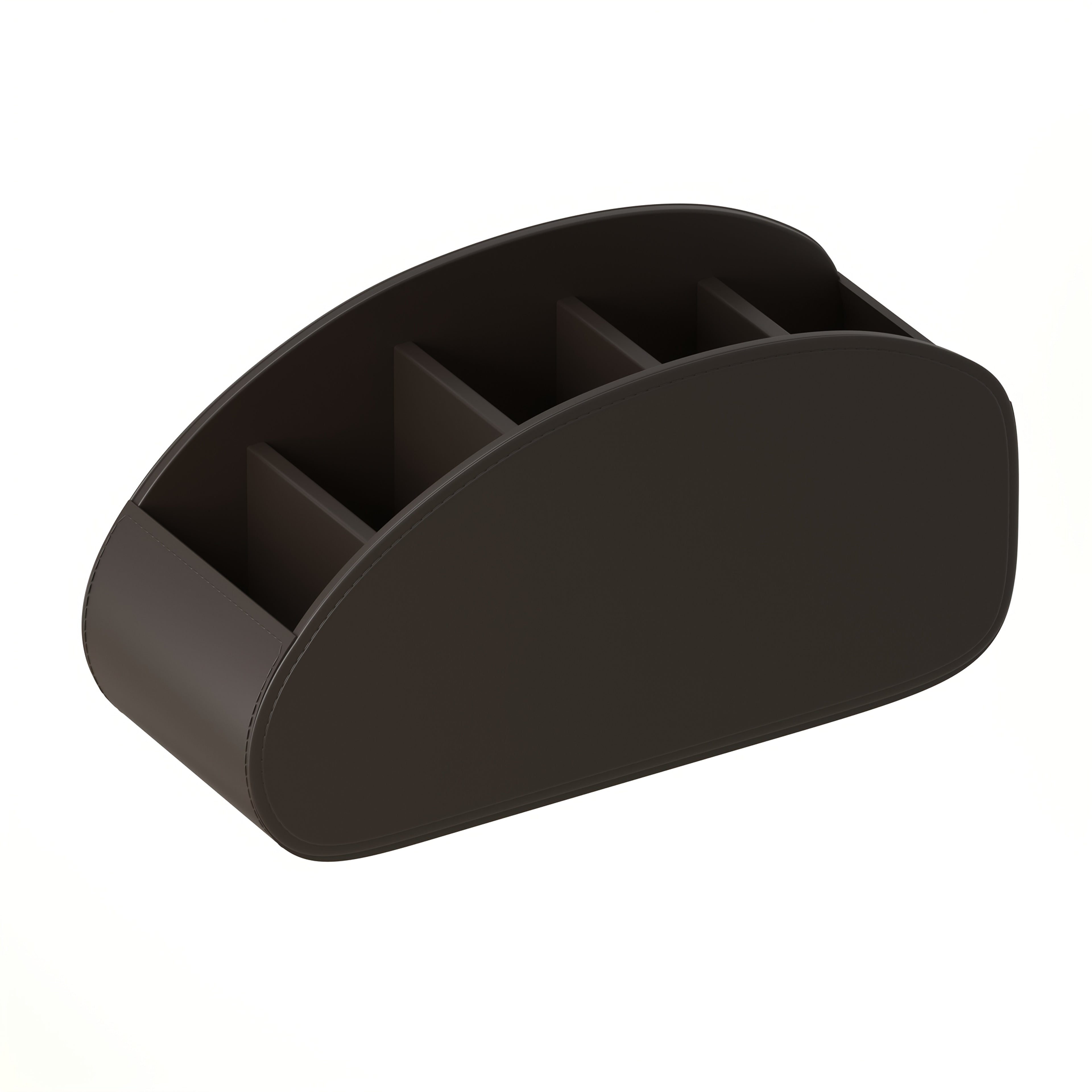Organisateur pour télécommandes avec 5 compartiments, compatible TV et box, plateau gain de place pour salon, bureau ou chambre, rangement pratique pour accessoires.