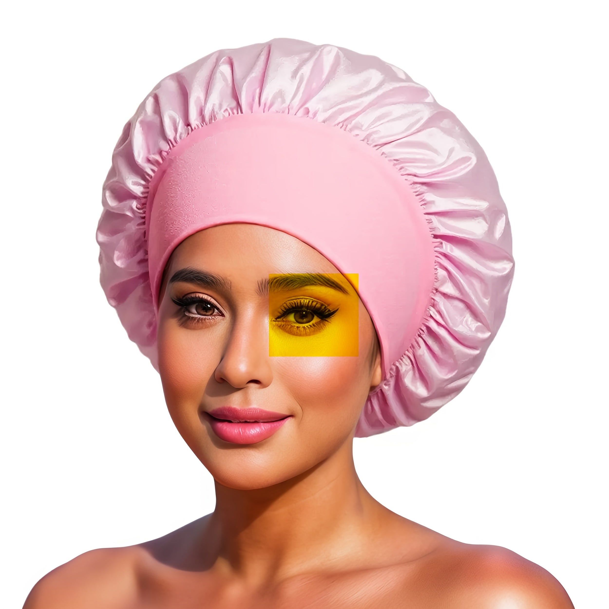 Lot de 6 accessoires capillaires femme : taies satin, bonnet de nuit détachable, masque yeux respirant, bandeau large avec nœud.