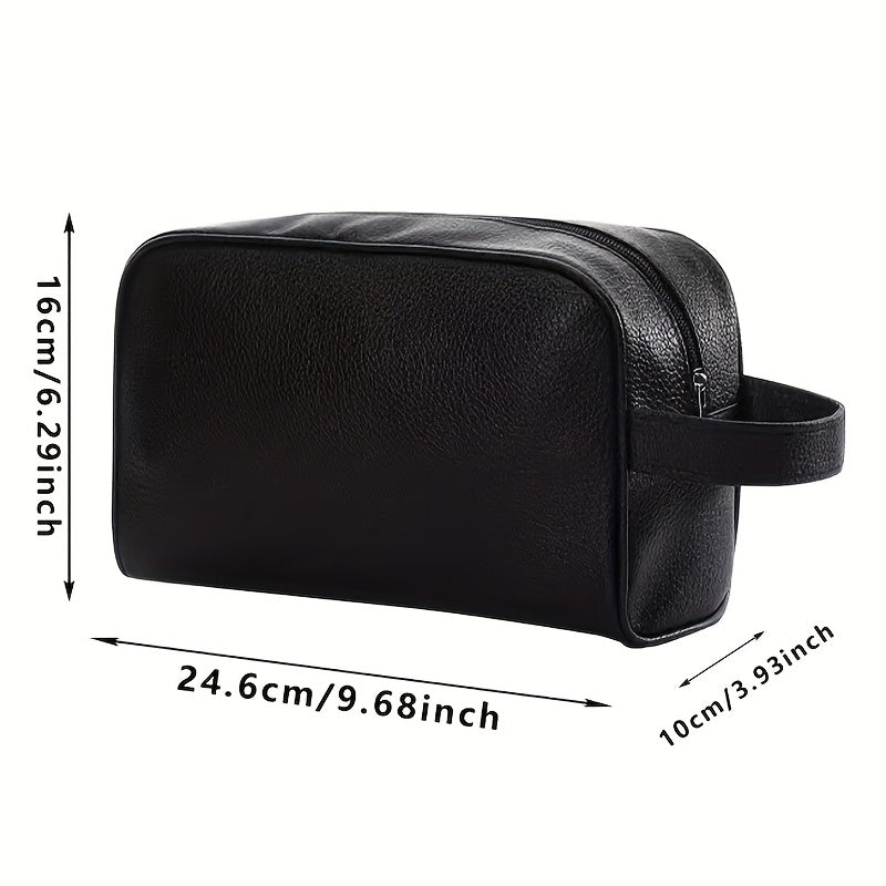 Trousse de toilette compacte unisexe pour voyage – polyester doux, légère, fermeture dorée, poignée pratique, portable, noire/brun/marine.