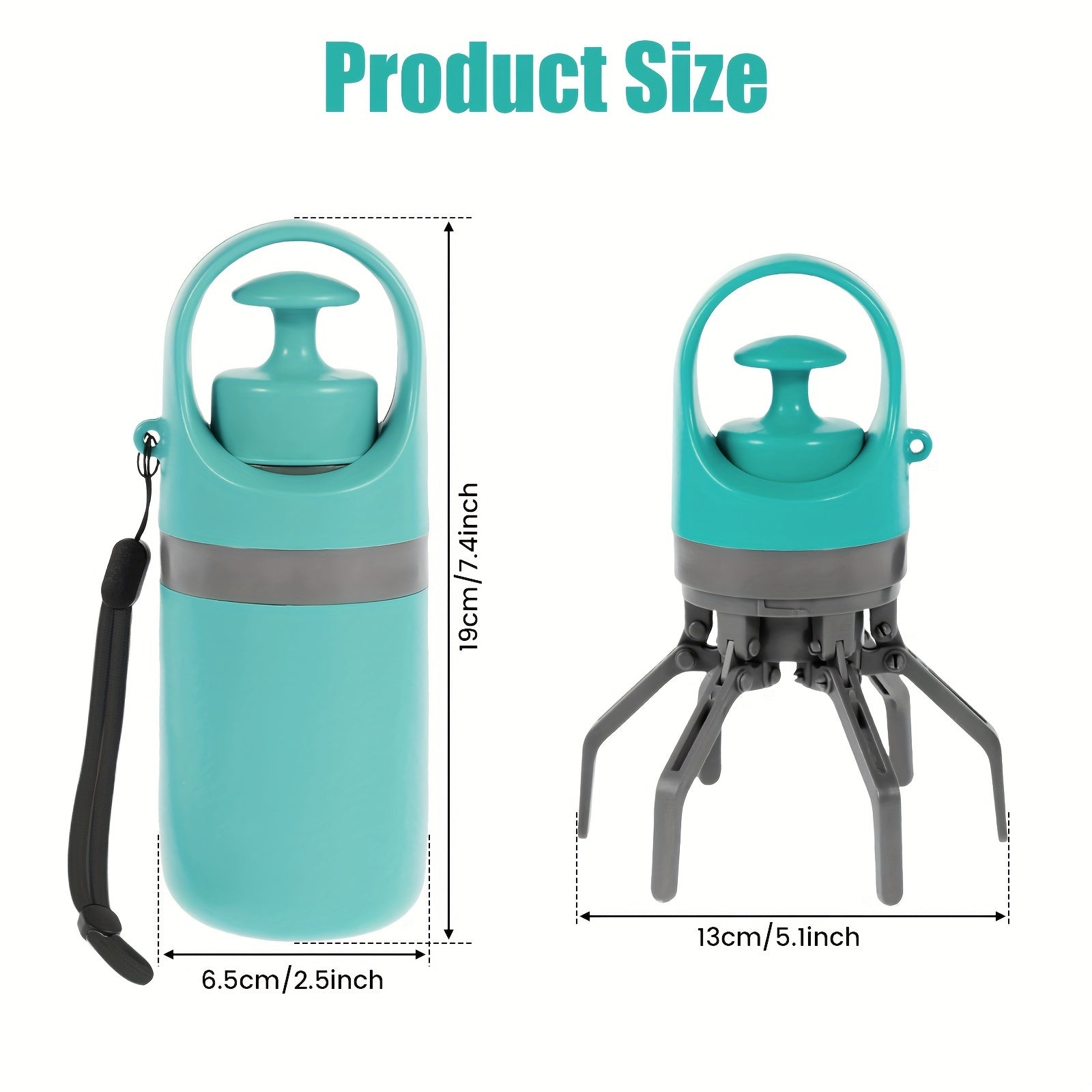 Ramasse-crottes portable pour chien avec distributeur de sacs, plastique durable, bleu-vert, sacs étanches inclus, pratique pour sorties en extérieur.