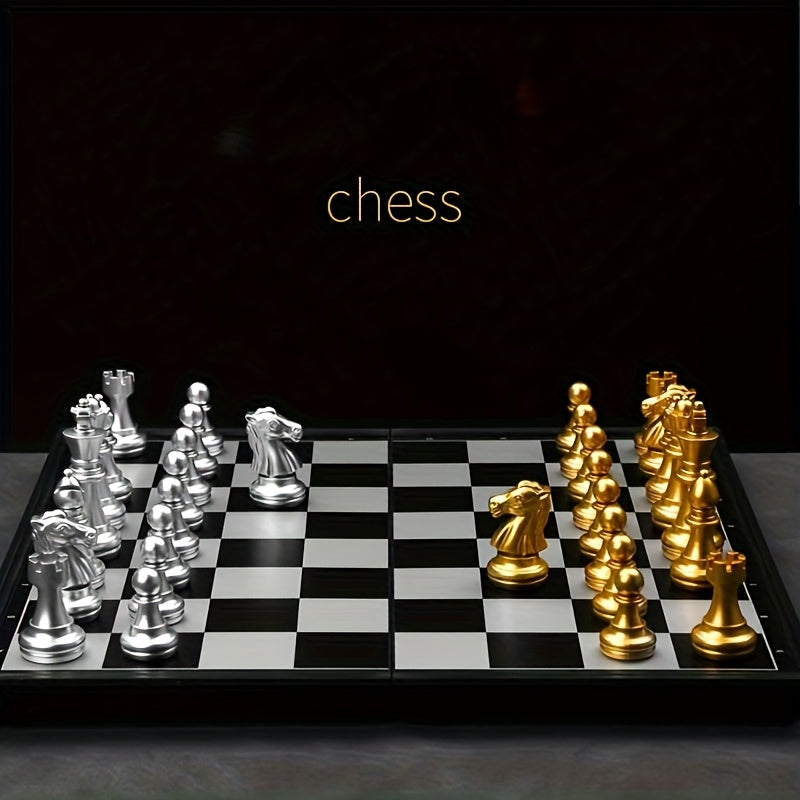 Elegant Golden &amp; Silvery Plastic Chess Set - Perfect for Parties, Family Gatherings Holiday Fun Perfect for New Year, Christmas, Birthdays Valentine'S Day Gifts