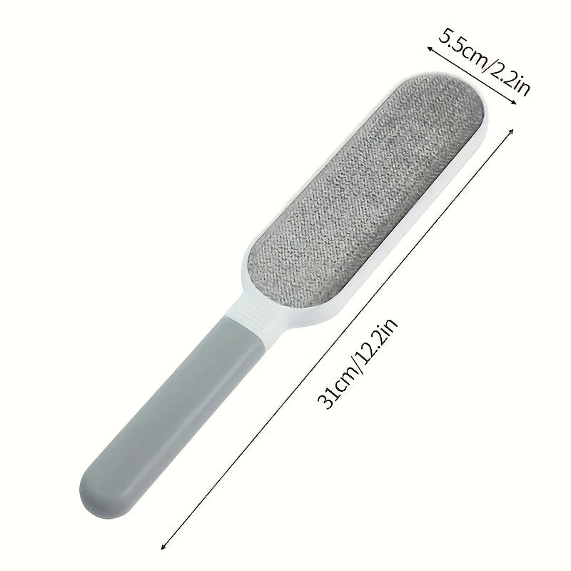 Brosse réutilisable pour enlever les poils d'animaux. Double face, effet statique, idéale pour meubles, vêtements et tapis, sans batterie, en polypropylène durable.