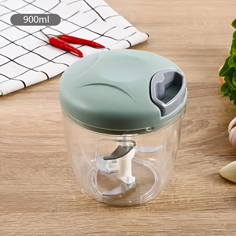 170ml/500ml/900ml Manual Food Chopper, Spice and Herb Grinder - Multifunctional Garlic Press, Vegetable Cutter, and Meat Grinder with Stainless Steel Blades, ABS Plastic Container, Perfect for Quick Garlic Preparation at Home