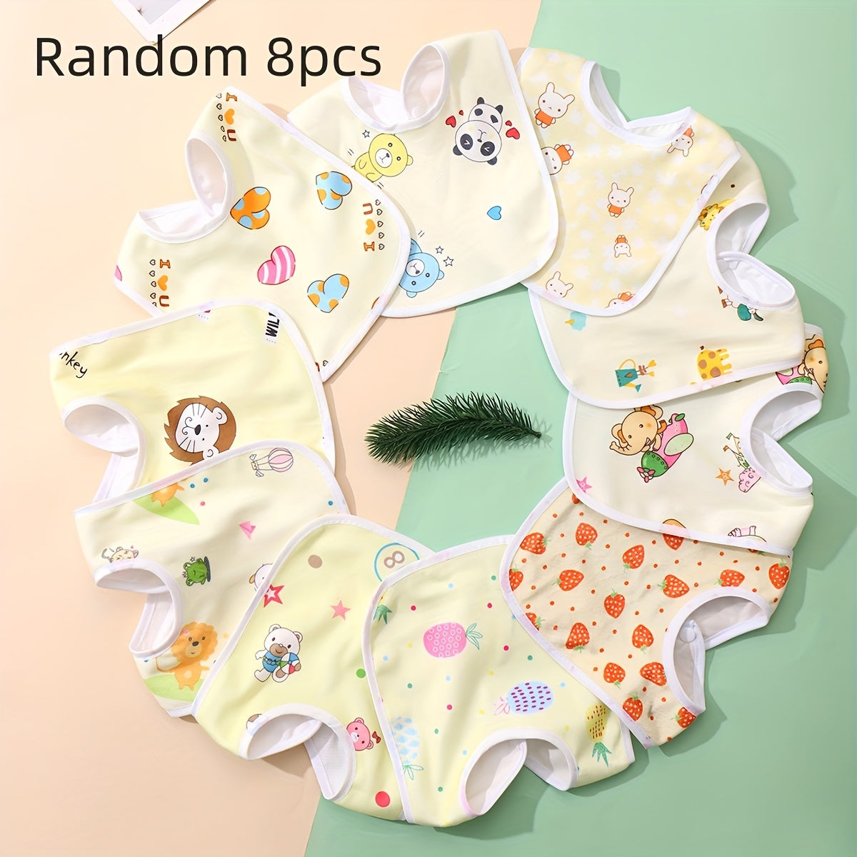 Lot aléatoire de 8 ou 10 bavoirs en velours cristal, rose et bleu, en U avec poche, idéal pour repas bébé.