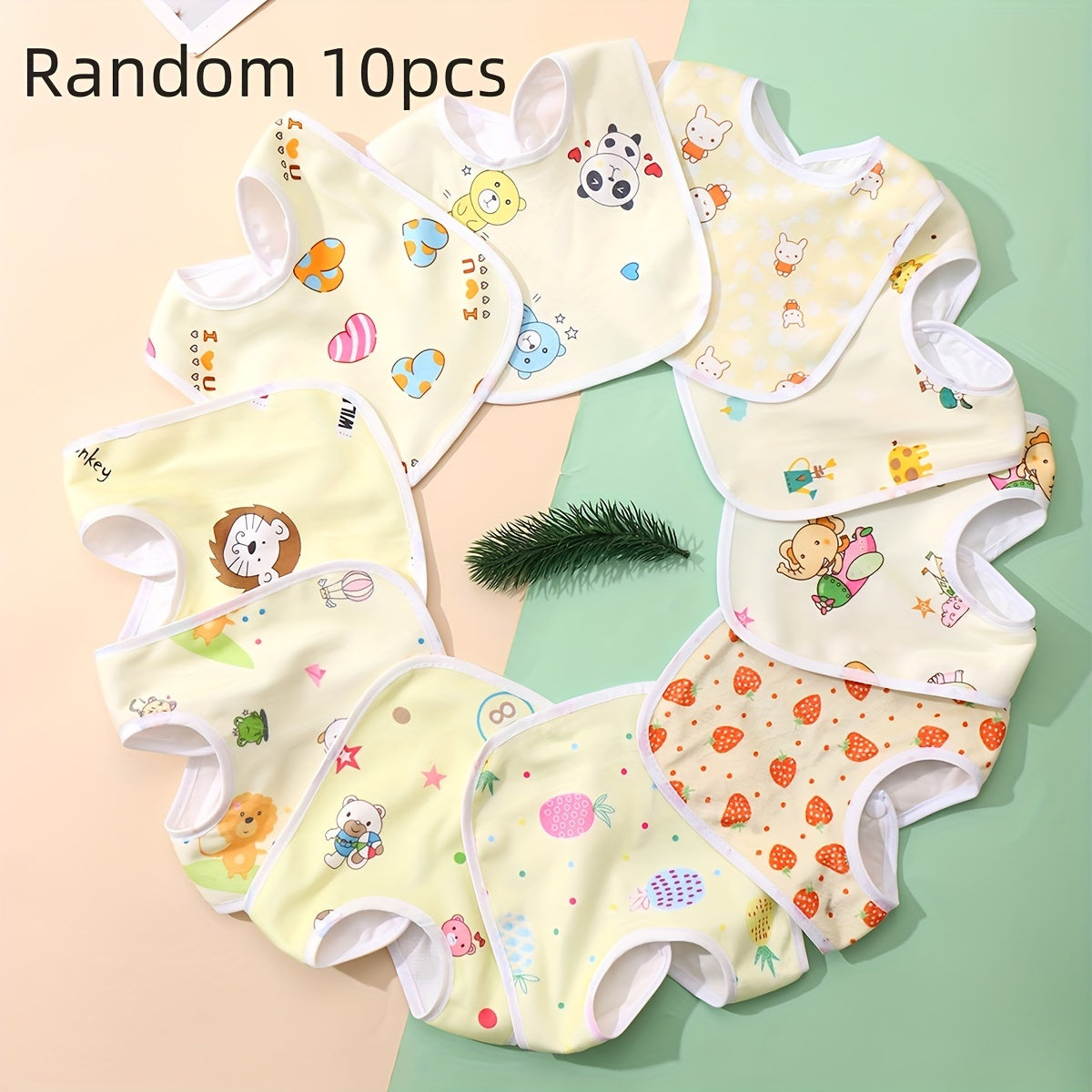 Lot aléatoire de 8 ou 10 bavoirs en velours cristal, rose et bleu, en U avec poche, idéal pour repas bébé.