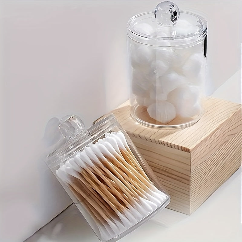 Boîte transparente en acrylique pour cotons-tiges, cure-dents ou médicaments, rangement pratique pour salle de bain et organisation cosmétique.