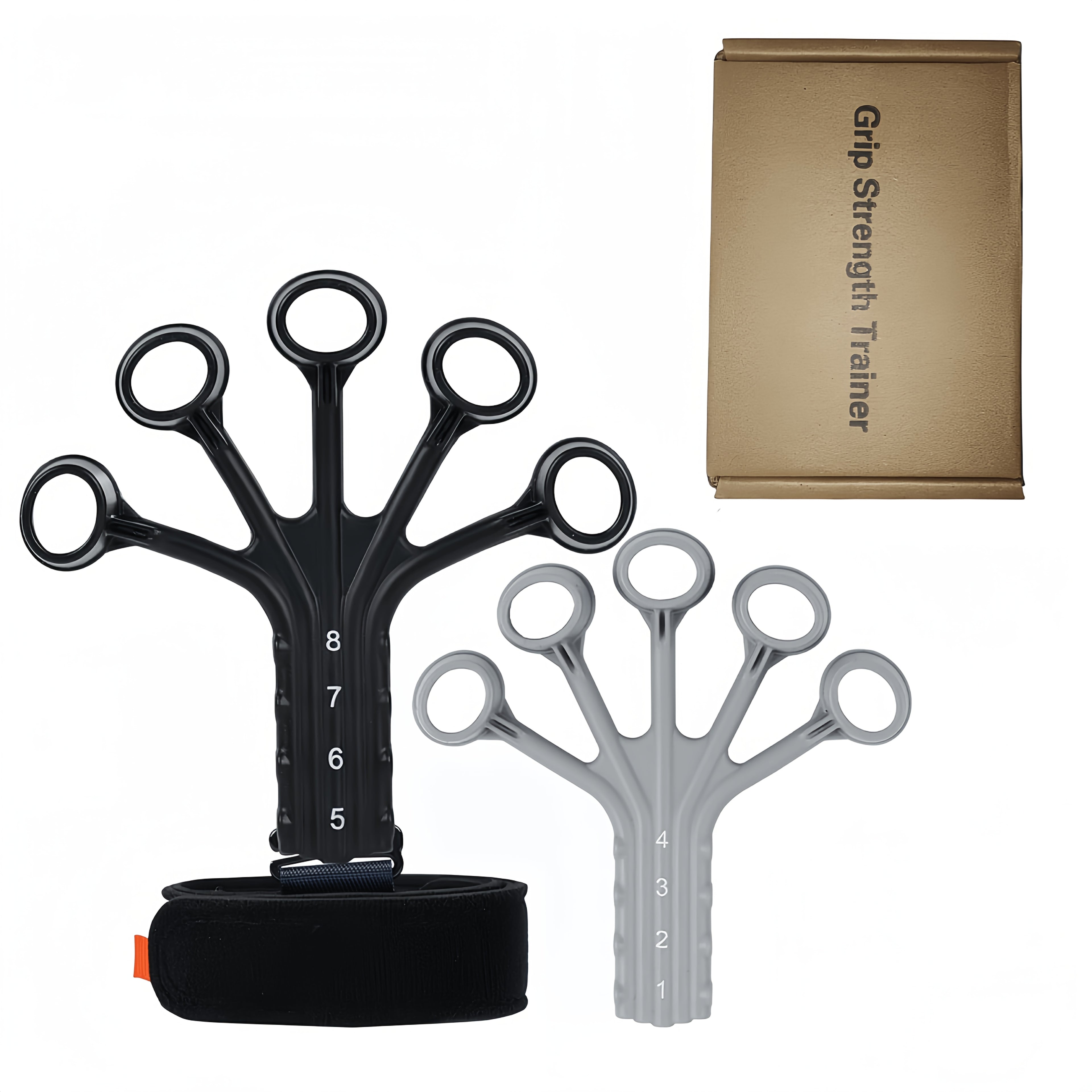 Entraîneur de force en silicone avec exerciteur de doigts, résistance réglable, parfait pour renforcement musculaire, rééducation et usage quotidien.