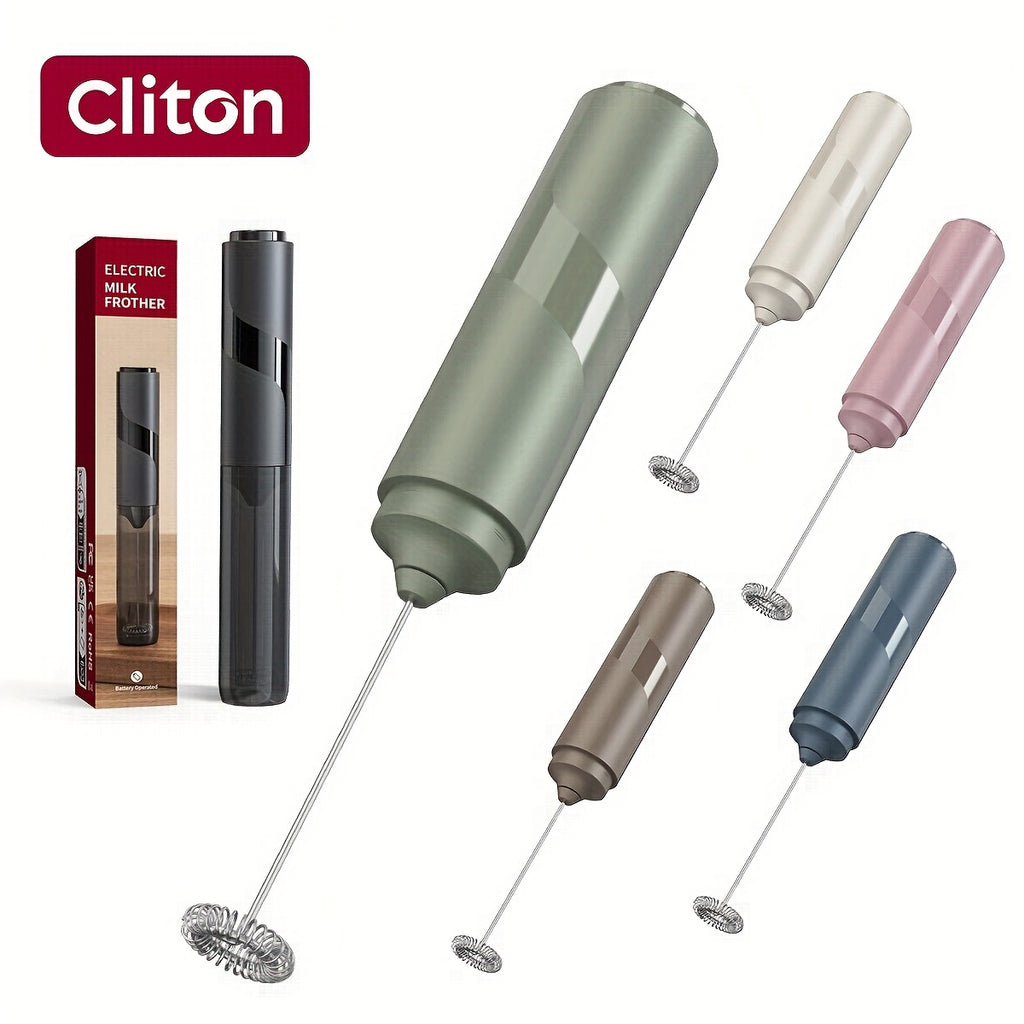 CLITON Electric Handheld Milk Frother with Storage Sleeve - Portable - Milk Shaker Suitable for Latte, Cappuccino, Protein Smoothies - Compact Milk Mixer with Froth Enhancer, Ideal for, Travel &amp; Gifts