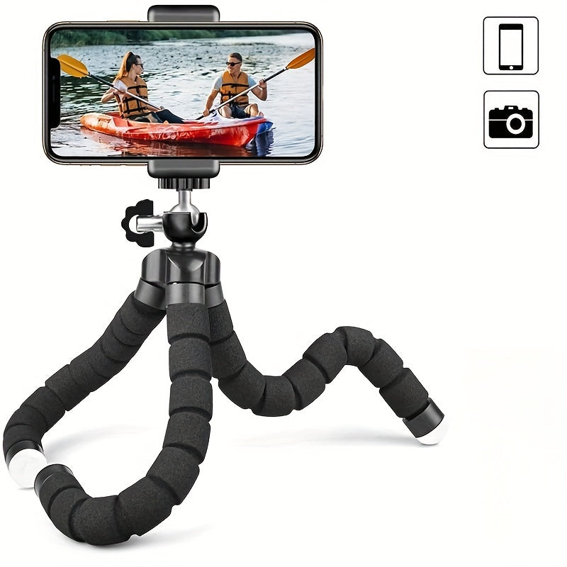 Flexible Octopus Tripod, Small Phone &amp; Camera Holder with Sponge Grip, 360° Rotatable Mini Octopus Stand for Photography and Videography, Portable and Adjustable Bracket with Universal Clip