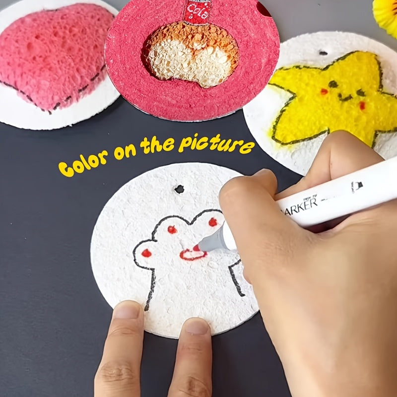 Papier à peindre 3D texturé 24/12 pcs (3,15 × 3,15 cm) avec 24 feutres aquarelle et compte-gouttes, idéal art créatif et DIY.