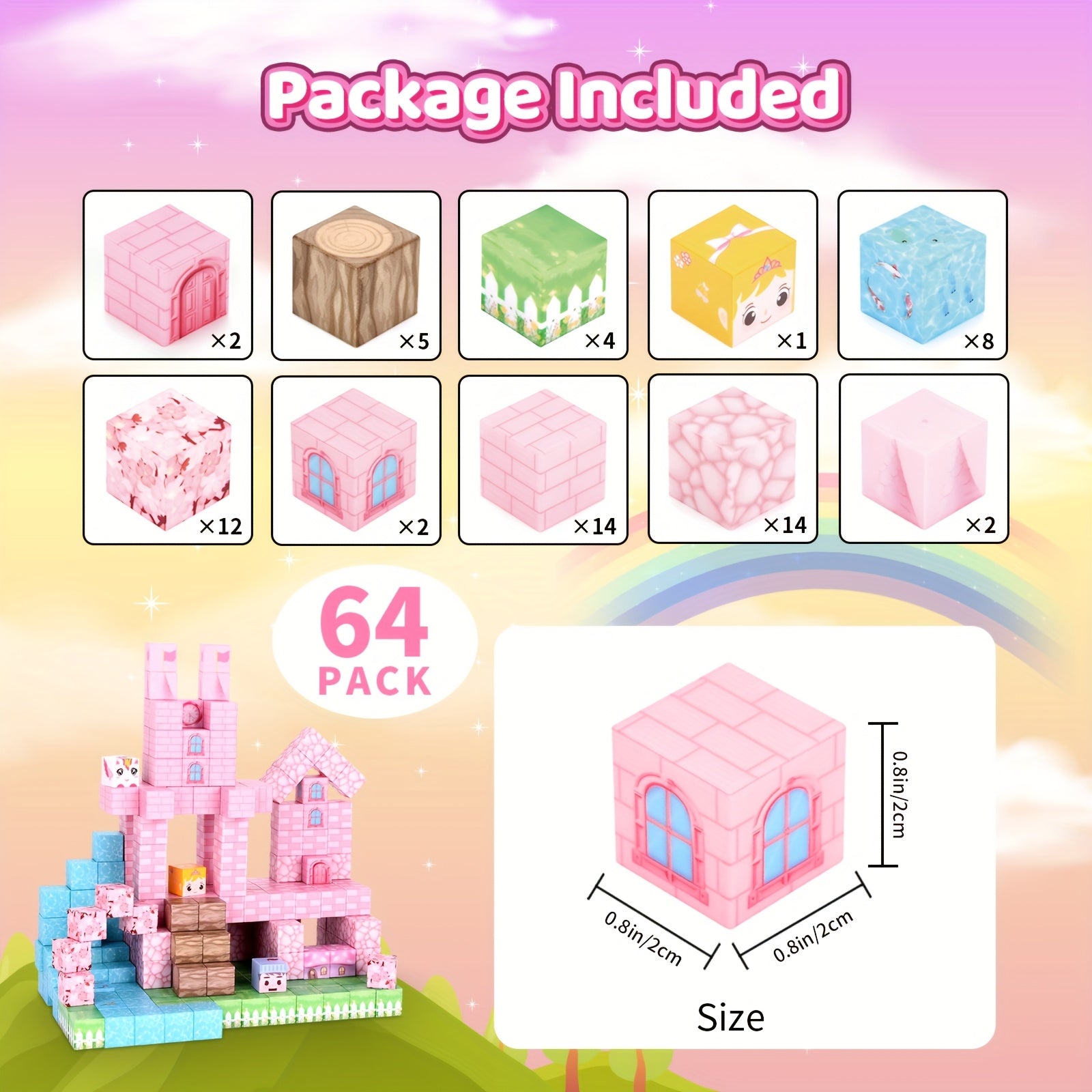 Blocs magnétiques pour enfants, 64-160 pcs, jouet éducatif STEM, construction DIY, idéal pour anniversaire, Pâques ou Noël.