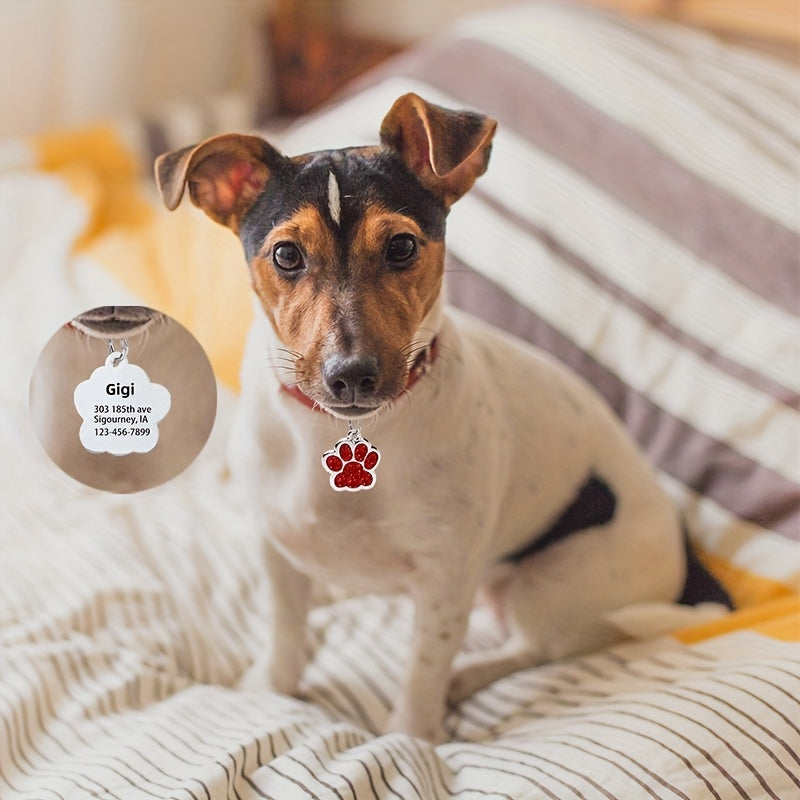 1pc Custom Dog Tag, Personalized Pet ID Plate with Laser Engraving - Durable and Fade-Resistant Cat Paw Tag for Dogs