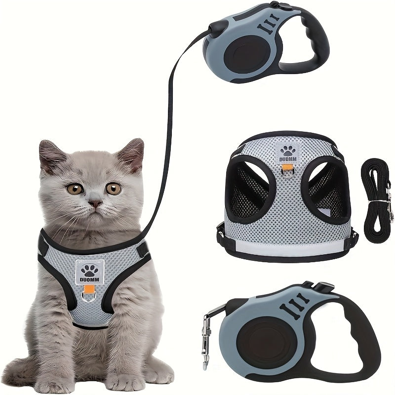 -Escape Pet Harness & Leash System with Vest - Heavy-Duty, No-Choke Design, -Pull Dog & Cat Harness, Escape-Proof Leash, Machine Washable for Large/Small Dogs & Cats - Walking, Training, Use - Compatible with Harnesses & Coll