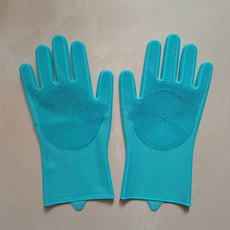 Gants 2-en-1 : double usage pour vaisselle et nettoyage, surface texturée, légers et durables. Conviennent cuisine, salle de bain et bain des animaux.
