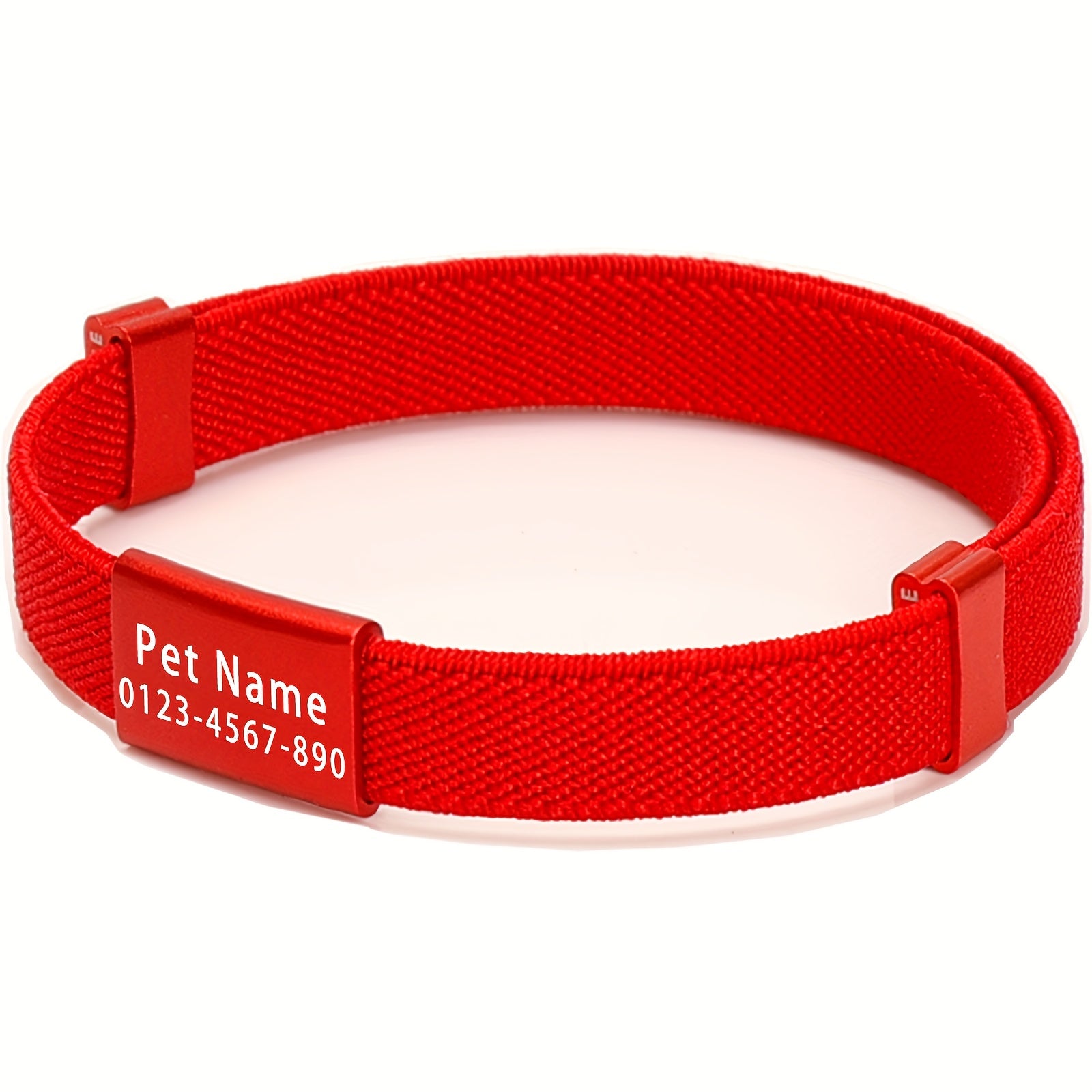 Collier chat personnalisé avec nom, métal robuste, sécurité détachable, léger, extensible, compatible médailles, disponible diverses couleurs.