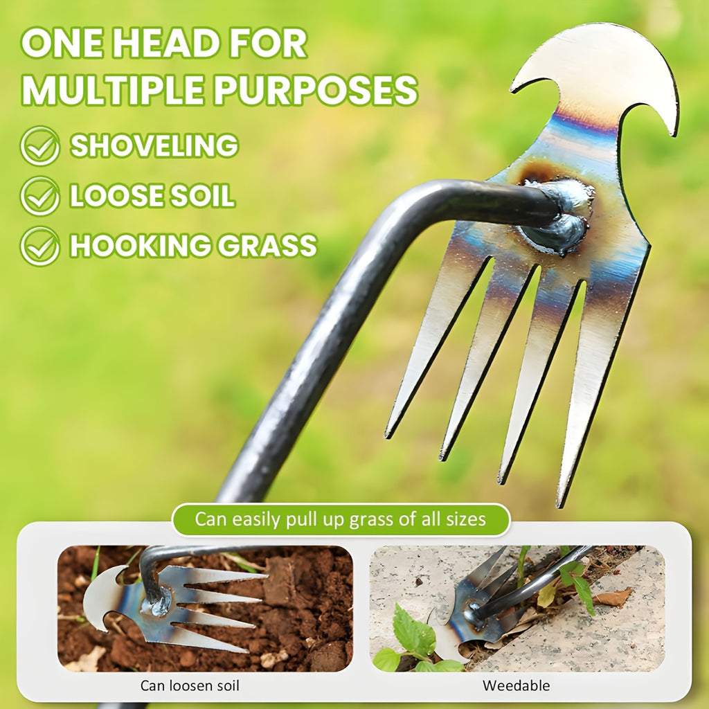 Râteau manuel en métal robuste Construction solide avec dents résistantes pour désherbage profond, plantation, paillage et entretien de massifs et jardins professionnels.