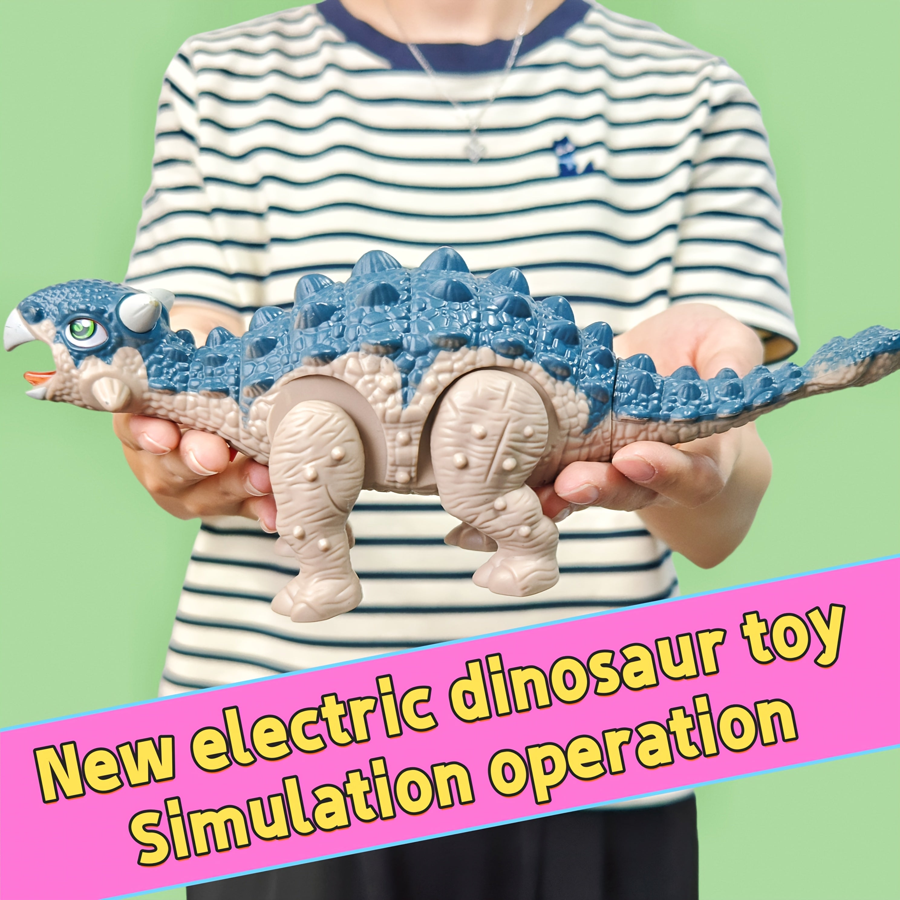 Jouet électrique dinosaure avec queue mobile, sons et lumières, modèles T-Rex, Tricératops, parfait cadeau Halloween, Noël ou anniversaire.