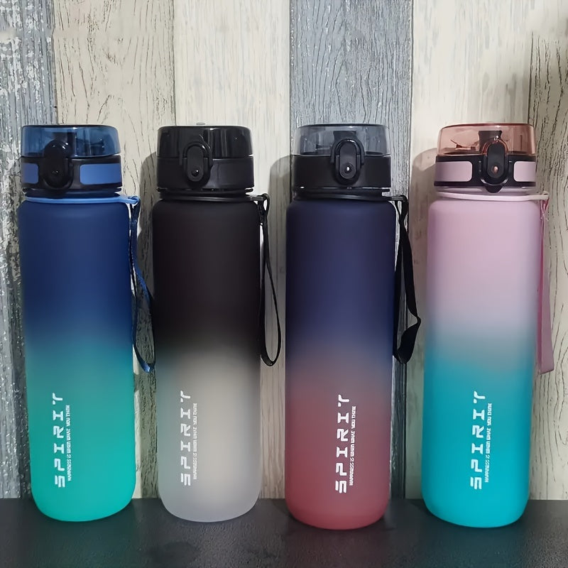 1pc 21.98oz/33.81oz Portable Sports Fitness Travel Water Bottle, Gradient Plastic Drinking Bottle For Men &amp; Women