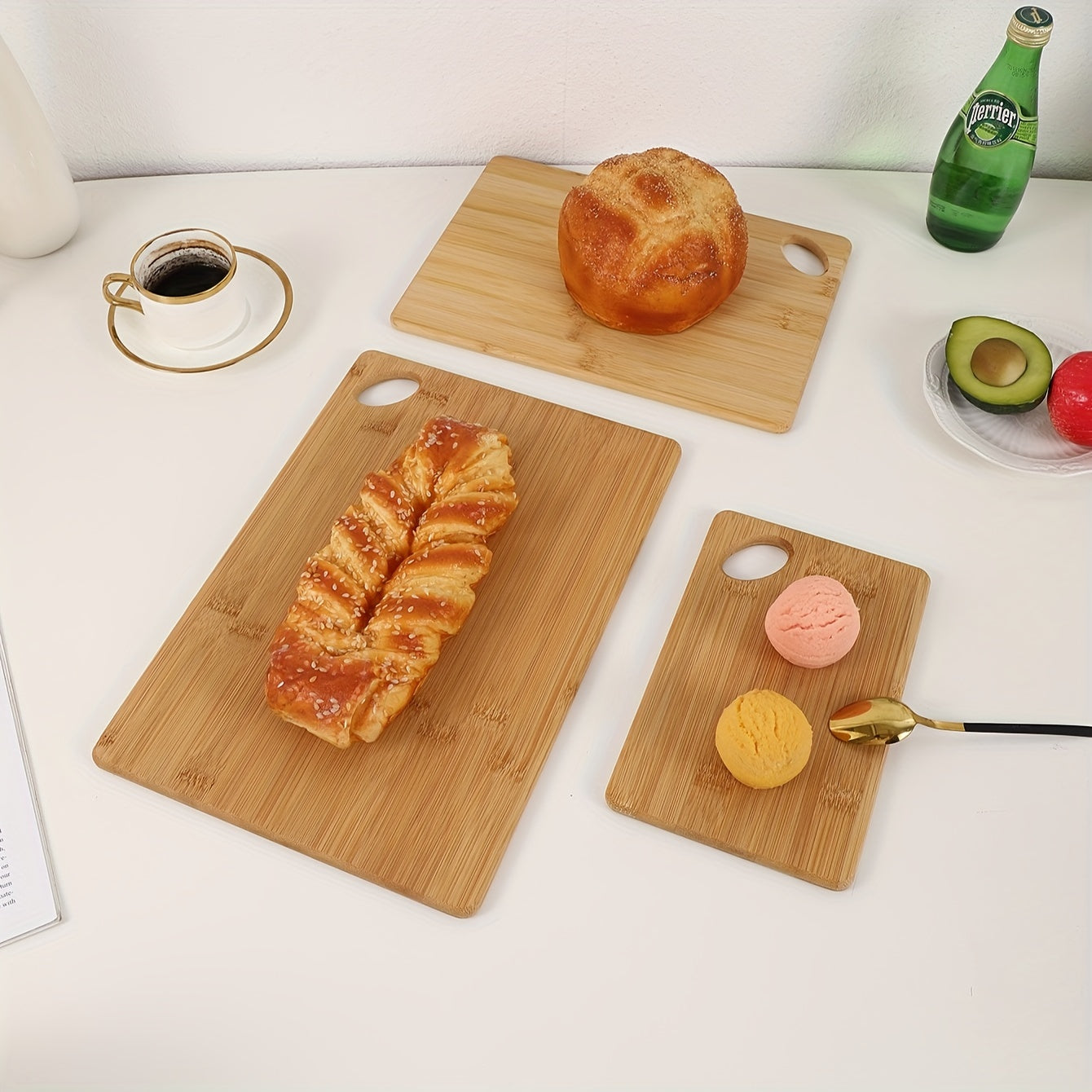 1pc Gold 3pcs Wooden Cutting Board Chopping Board Charcuterie Board for Kitchen Meat, Cheese, Bread, Vegetables And Fruits, Kitchen Utensils, Home Dormitory Cutting Board