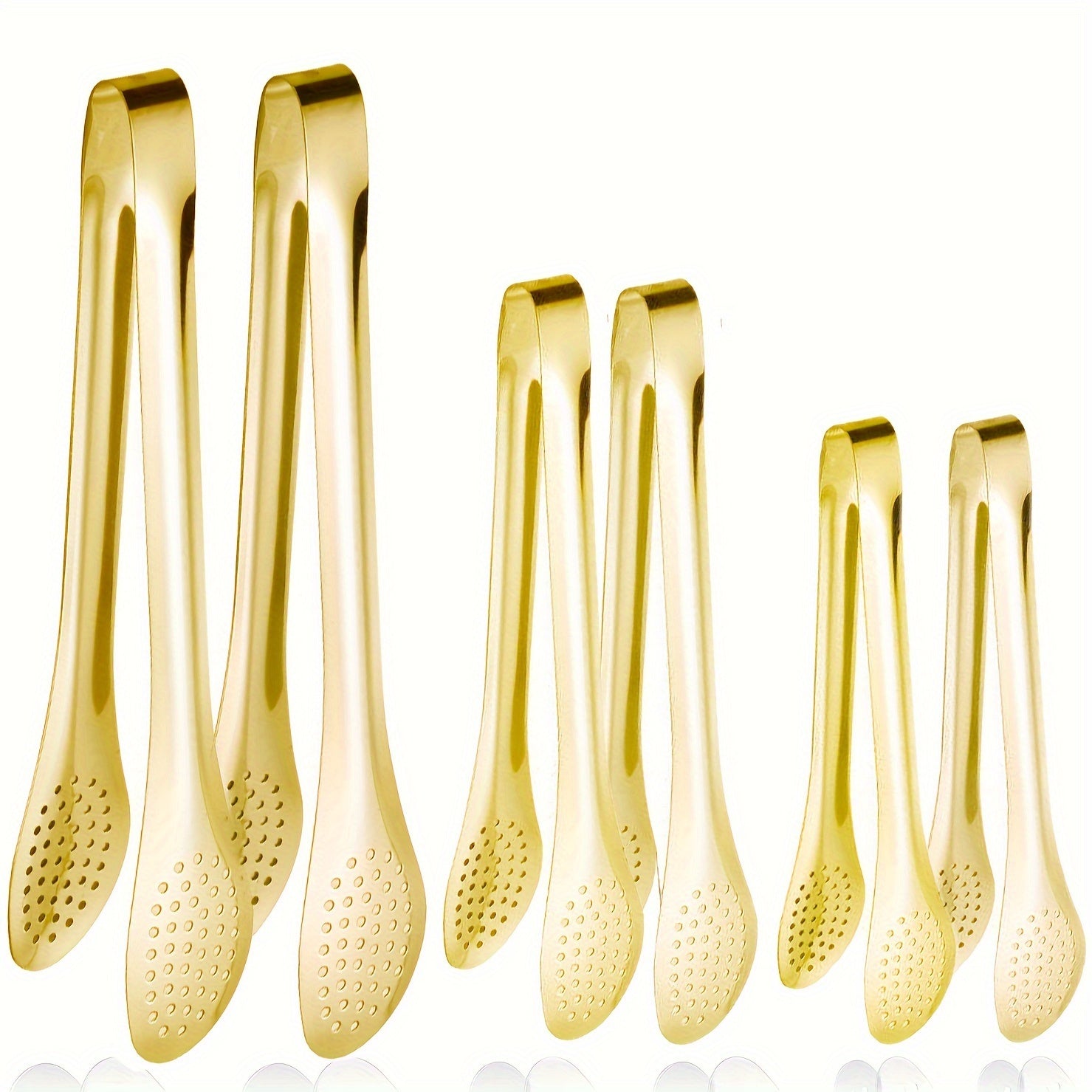 Lot de 6 pinces en acier inoxydable (17,78‑30,48 cm), résistantes à la chaleur et lave-vaisselle, idéales salades, BBQ, pâtes, fruits et buffet.