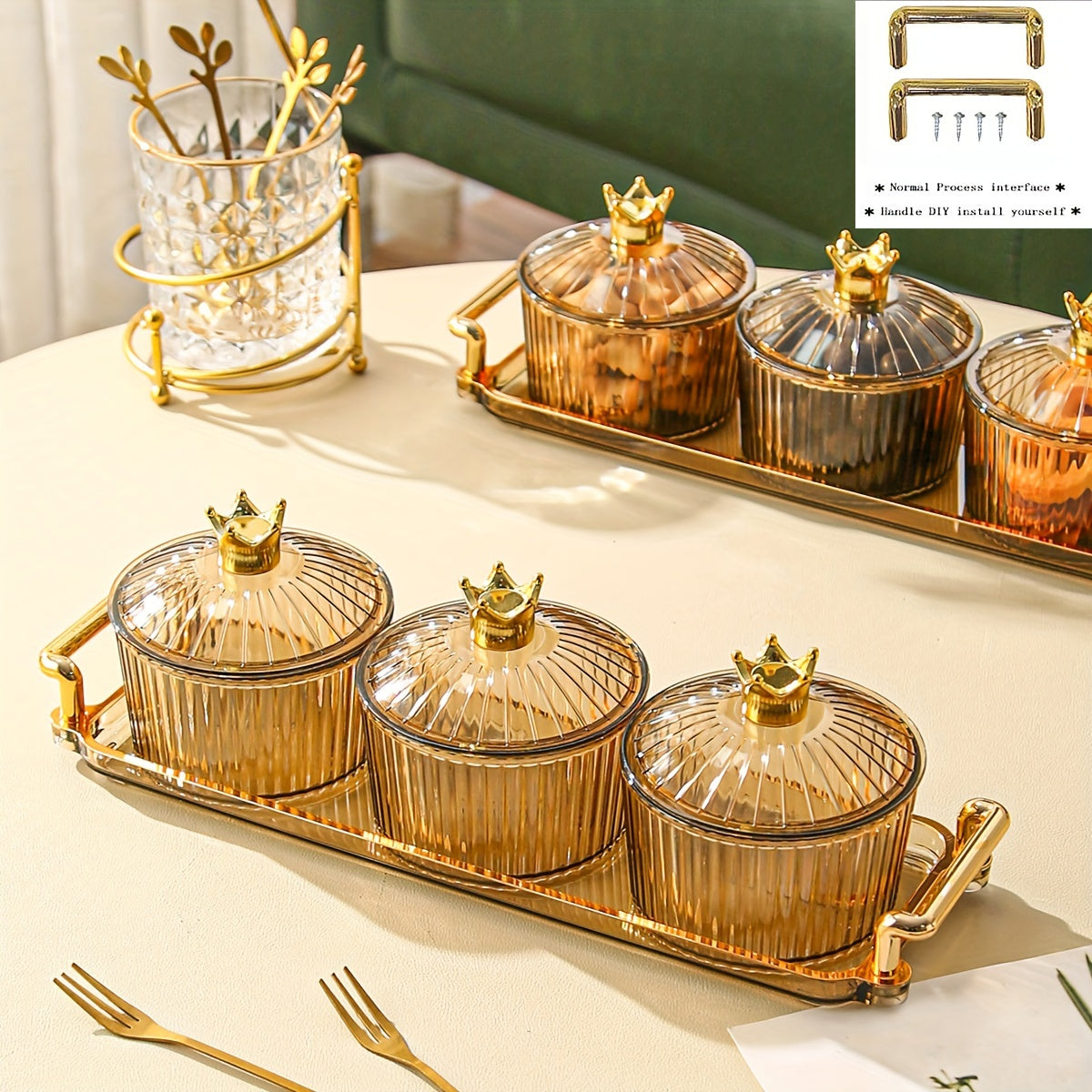 Boîte à bonbons de luxe légère et scellée Rangement élégant pour bonbons, matériau durable, avec plateau, disponible en 3, 4 ou 6 compartiments, parfait pour la maison.