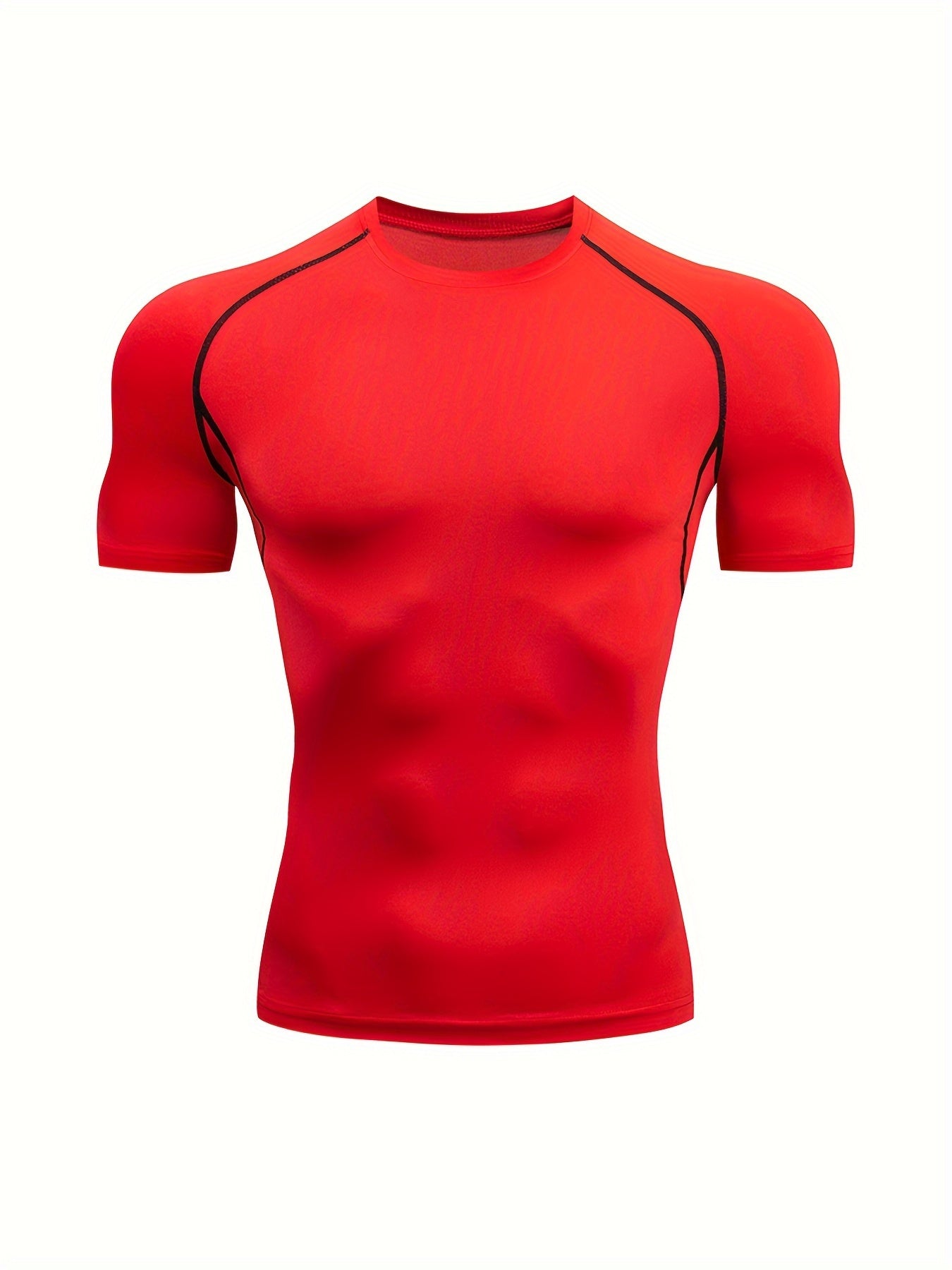 T-shirt de compression homme haute élasticité, respirant et séchage rapide, manches courtes, idéal pour le gym et activités extérieures.