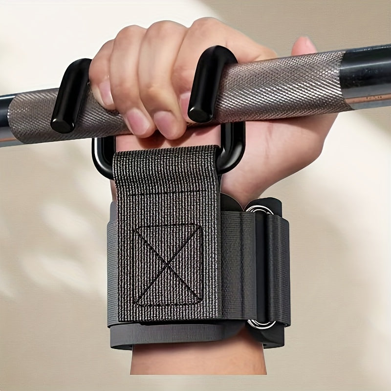 Lot de 2 crochets de levage avec bandes de soutien pour poignets, réglables, idéals pour deadlifts, tractions et haltères, assistance pour tous niveaux.