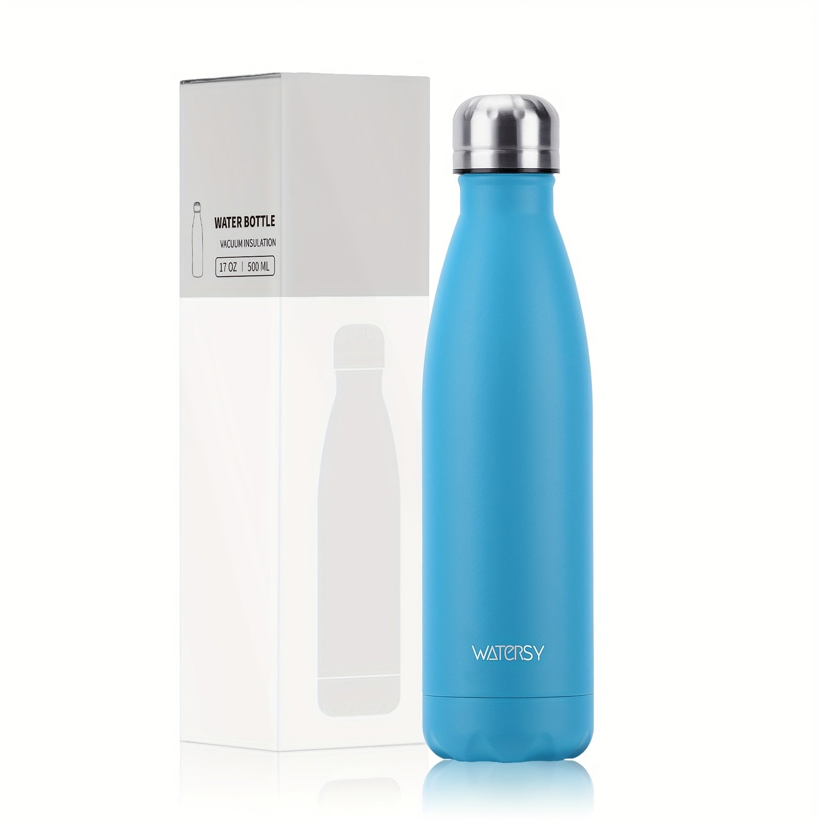Bouteille WATERSY 500 ml en acier inoxydable, thermique, étanche, sans BPA, conserve boissons chaudes 12 h et froides 24 h.