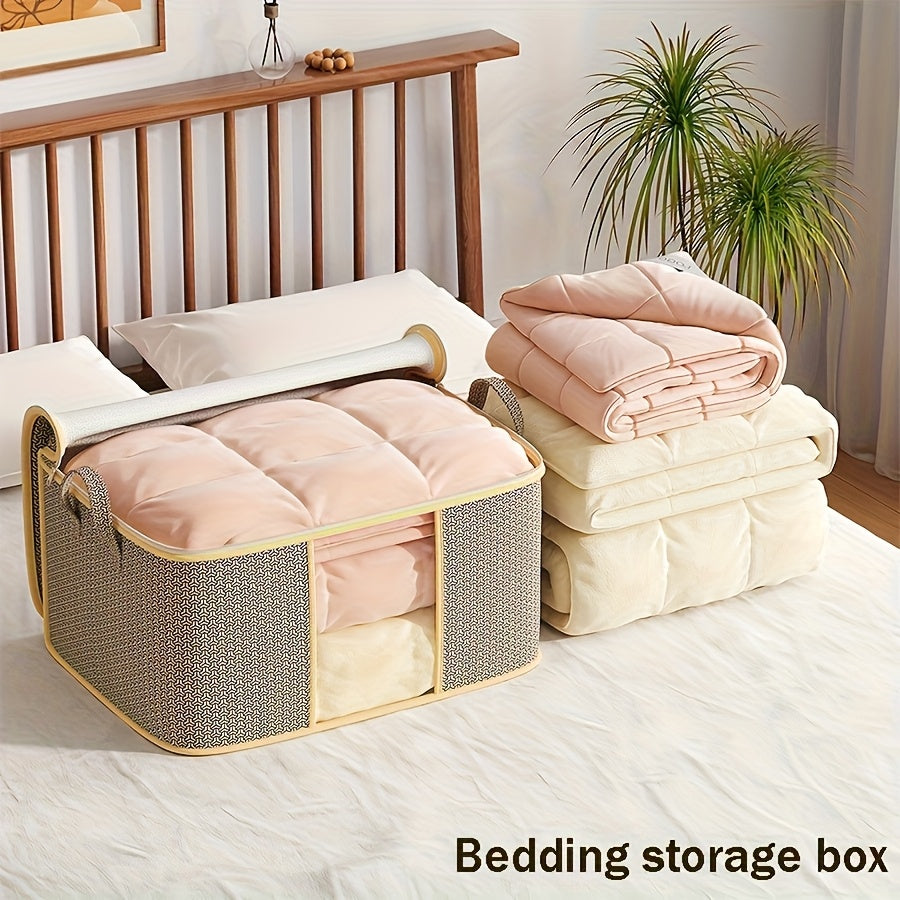 Lot de 3 grandes boîtes de rangement en tissu Oxford, fenêtre visible, fermeture éclair, anti-poussière, portable, idéal sous le lit pour vêtements et literie.