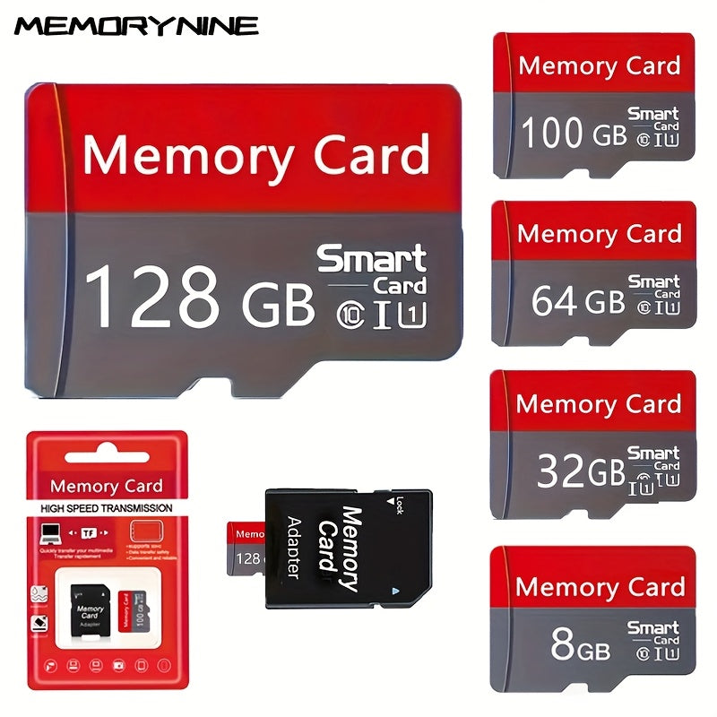 Carte Mémoire TF Classique Rouge/Gris : Capacités 8 à 128 Go, transmission stable, performance élevée, avec adaptateur SD, compatible téléphones, caméras et ordinateurs.